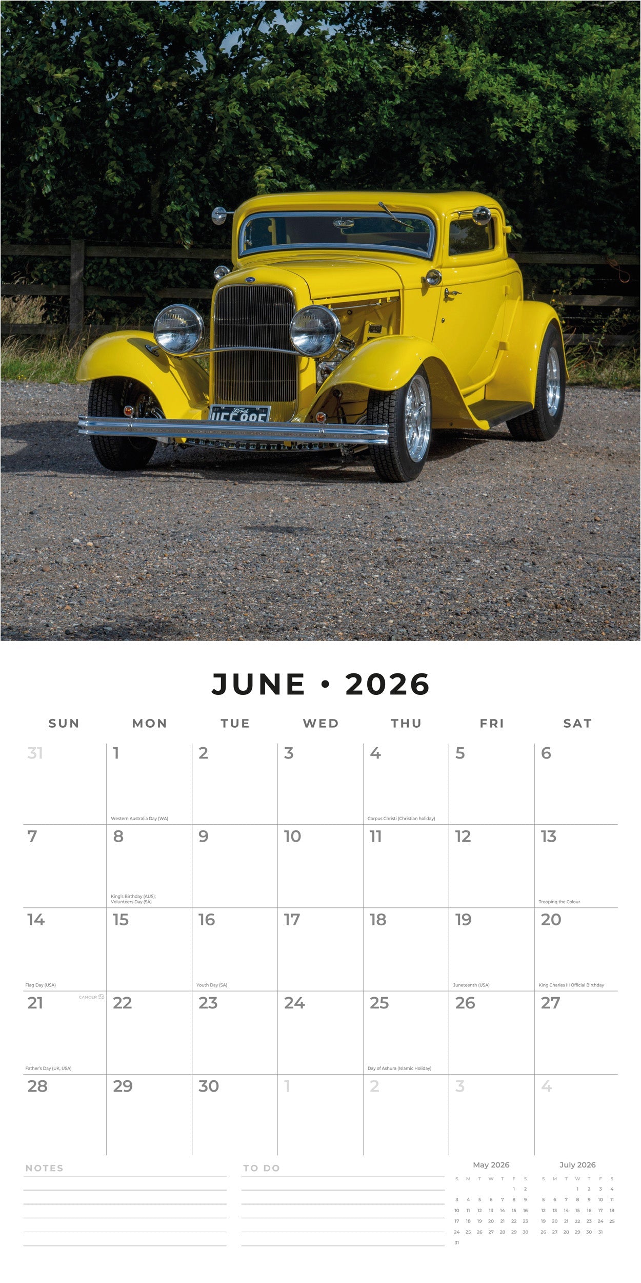 2026 Custom Cars - Square Wall Calendar