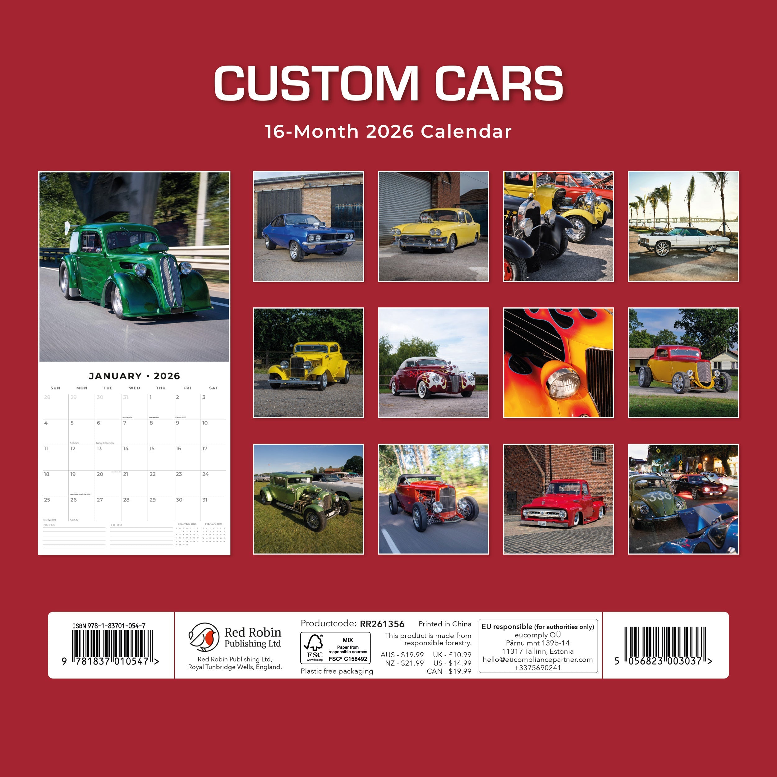 2026 Custom Cars - Square Wall Calendar