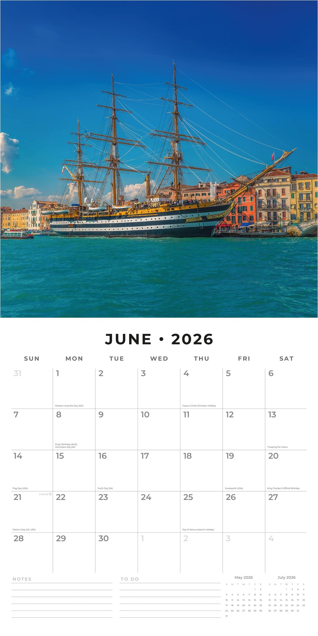 2026 Tall Ships - Square Wall Calendar