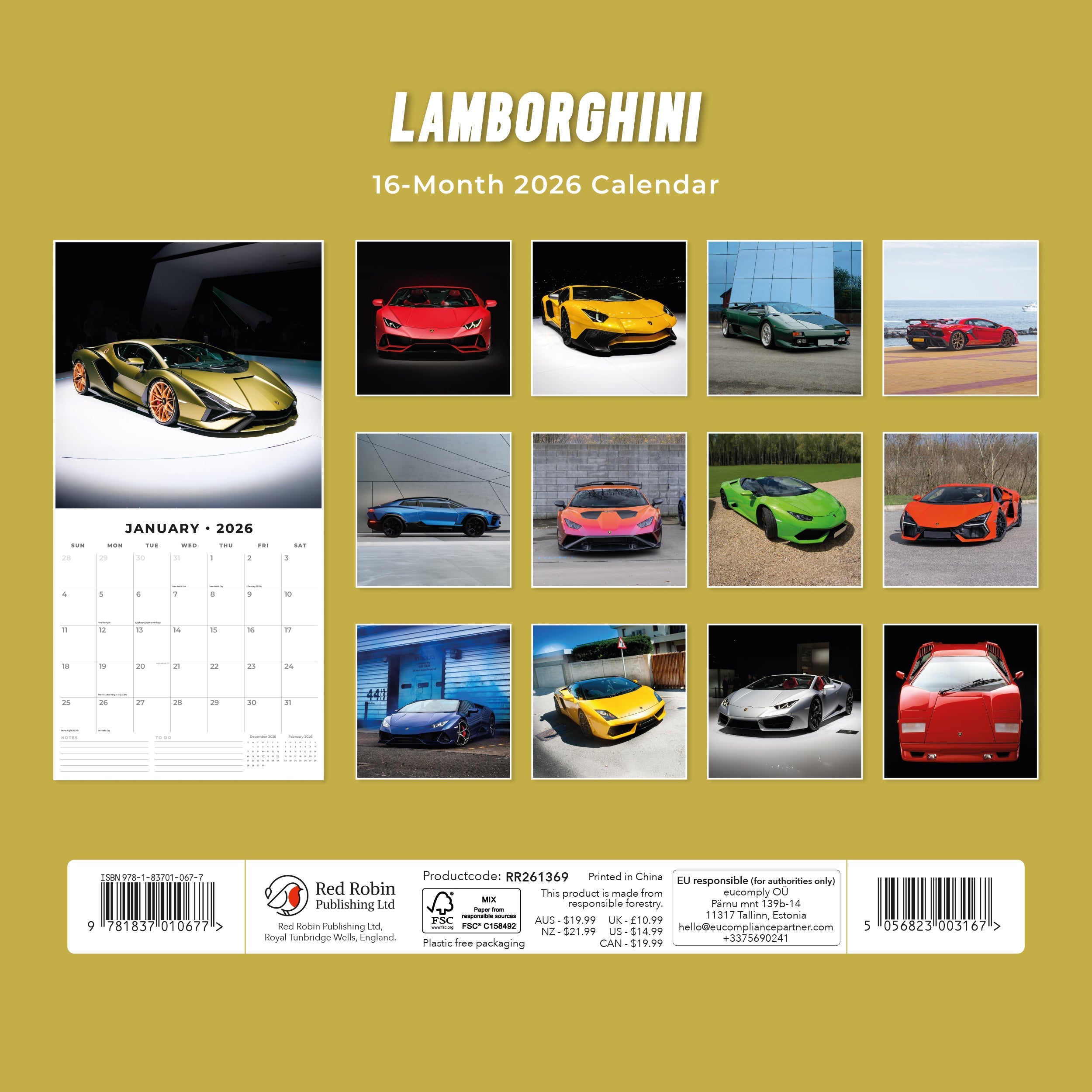 2026 Lamborghini - Square Wall Calendar