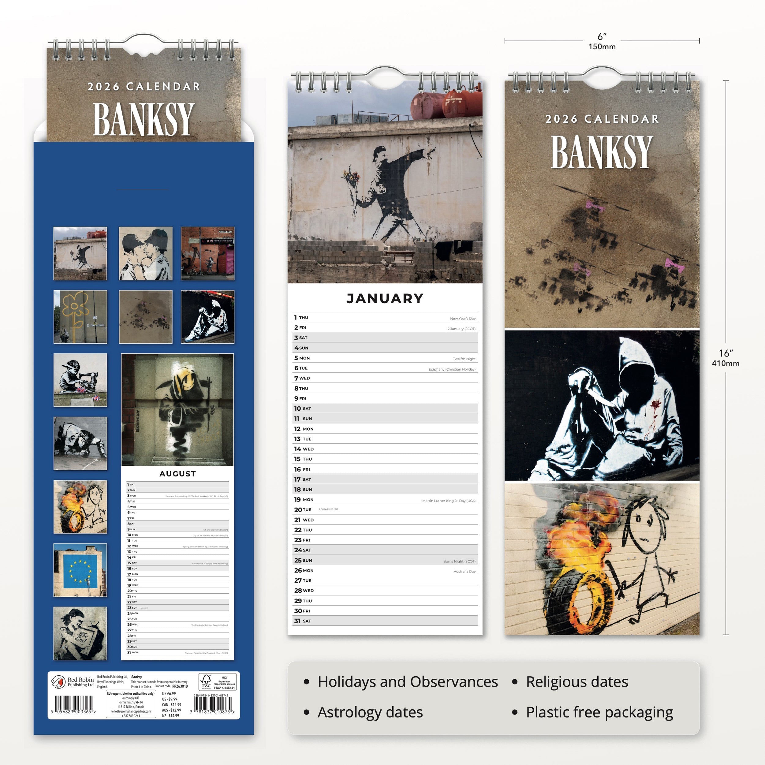2026 Banksy - Slim Wall Calendar