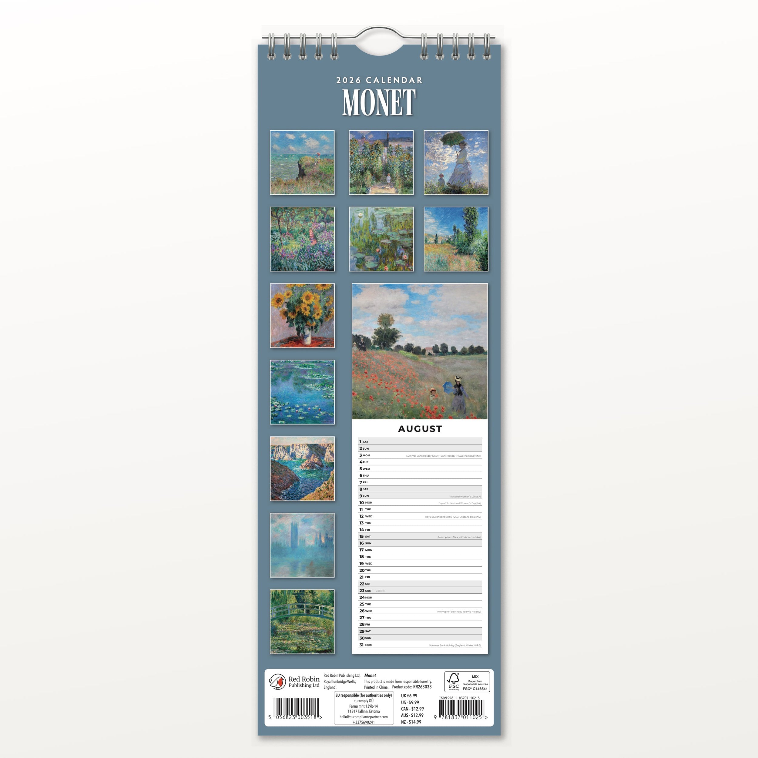 2026 Monet - Slim Wall Calendar