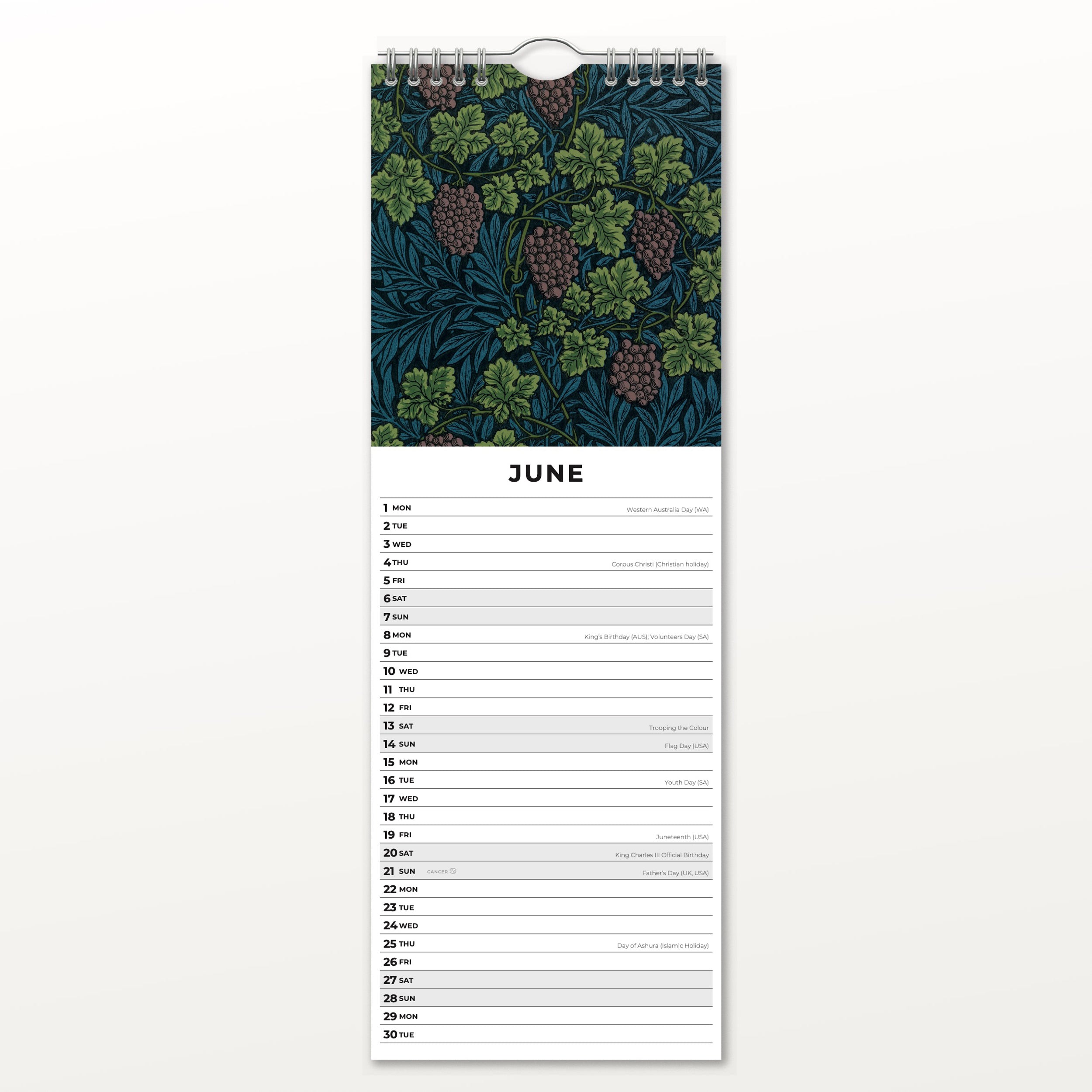 2026 William Morris - Slim Wall Calendar
