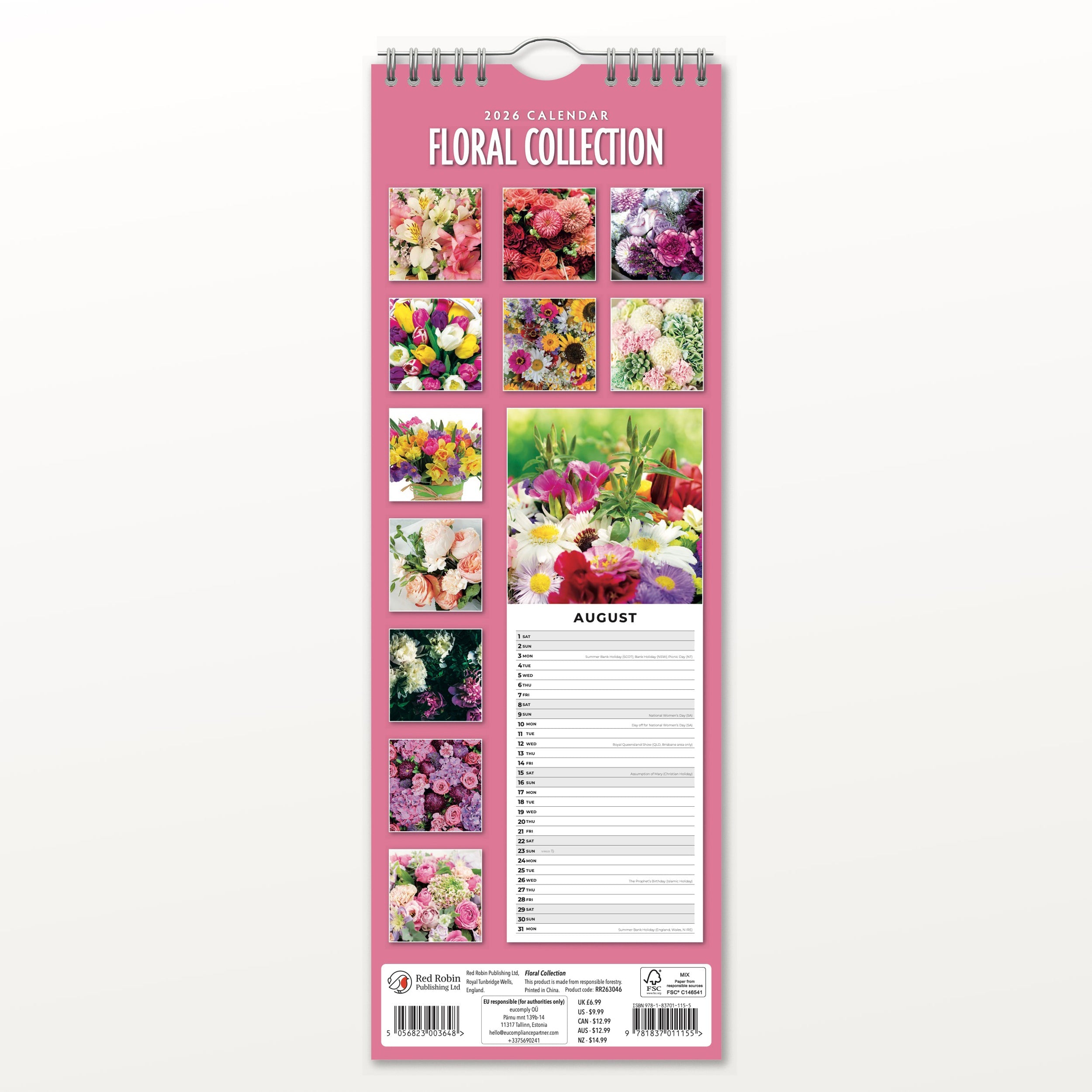 2026 Floral Collection - Slim Wall Calendar