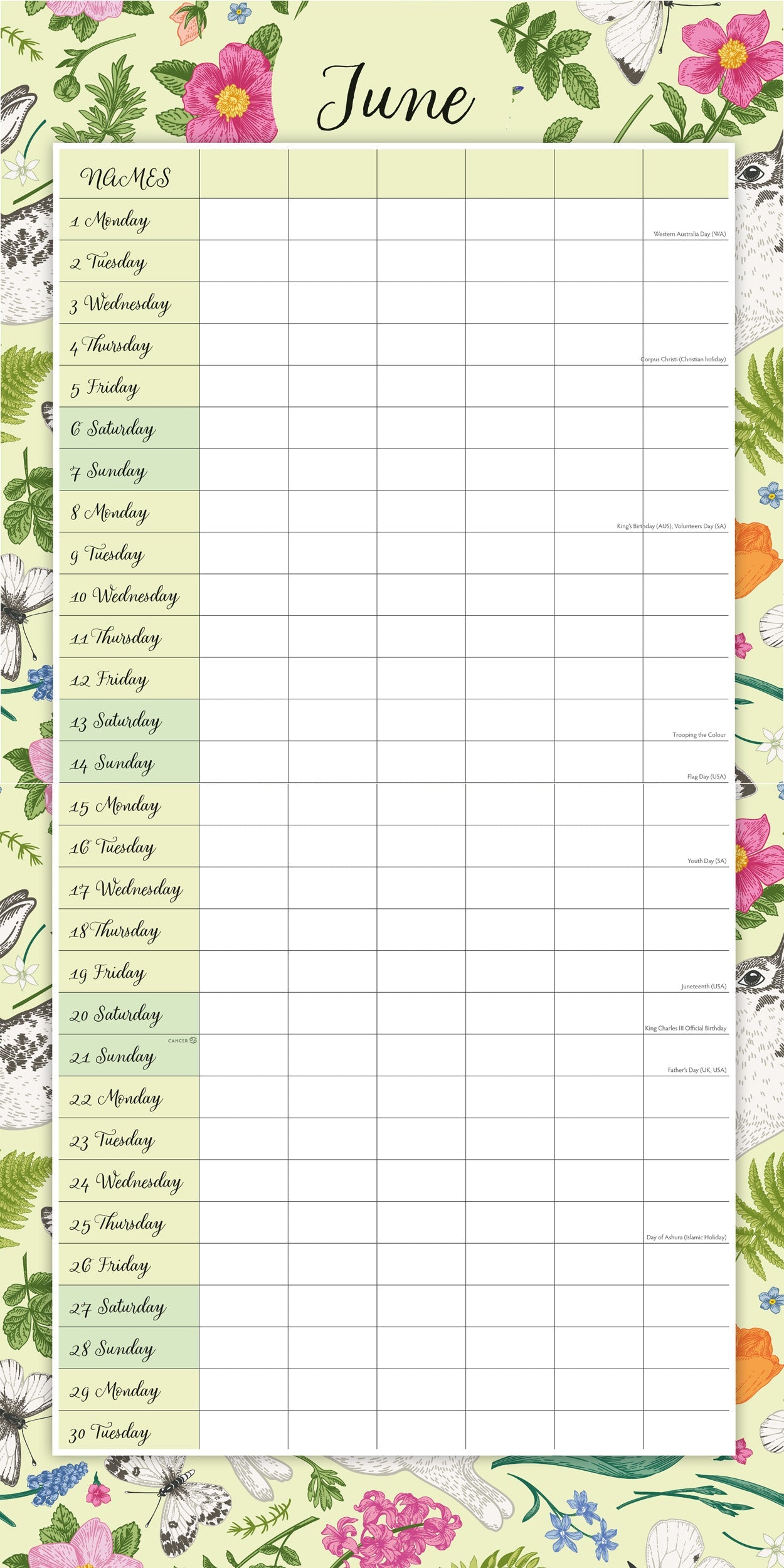2026 Family Organiser - Nature - Square Wall Calendar