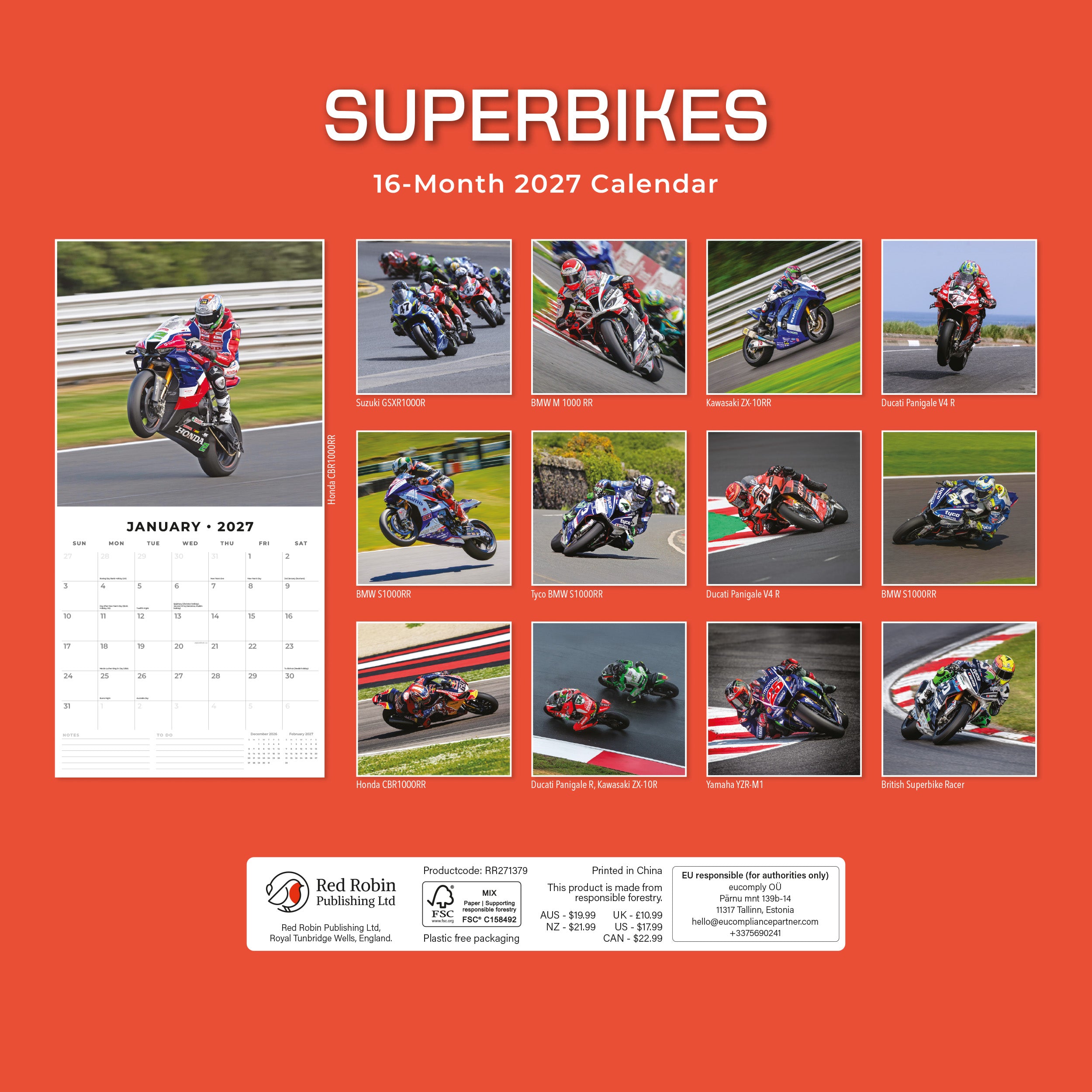 2027 Superbikes - Square Wall Calendar