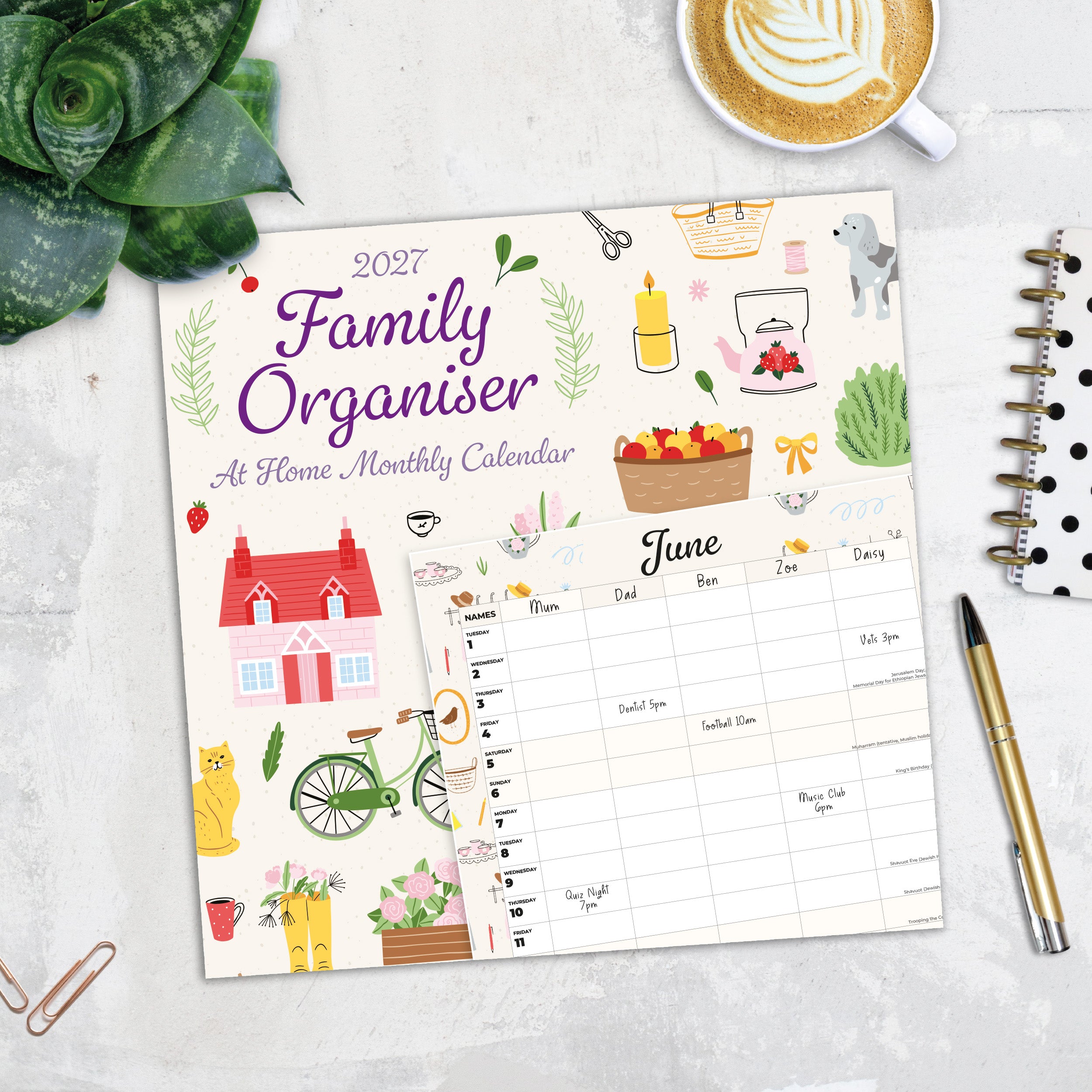 2027 Family Organiser - At Home - Square Wall Calendar