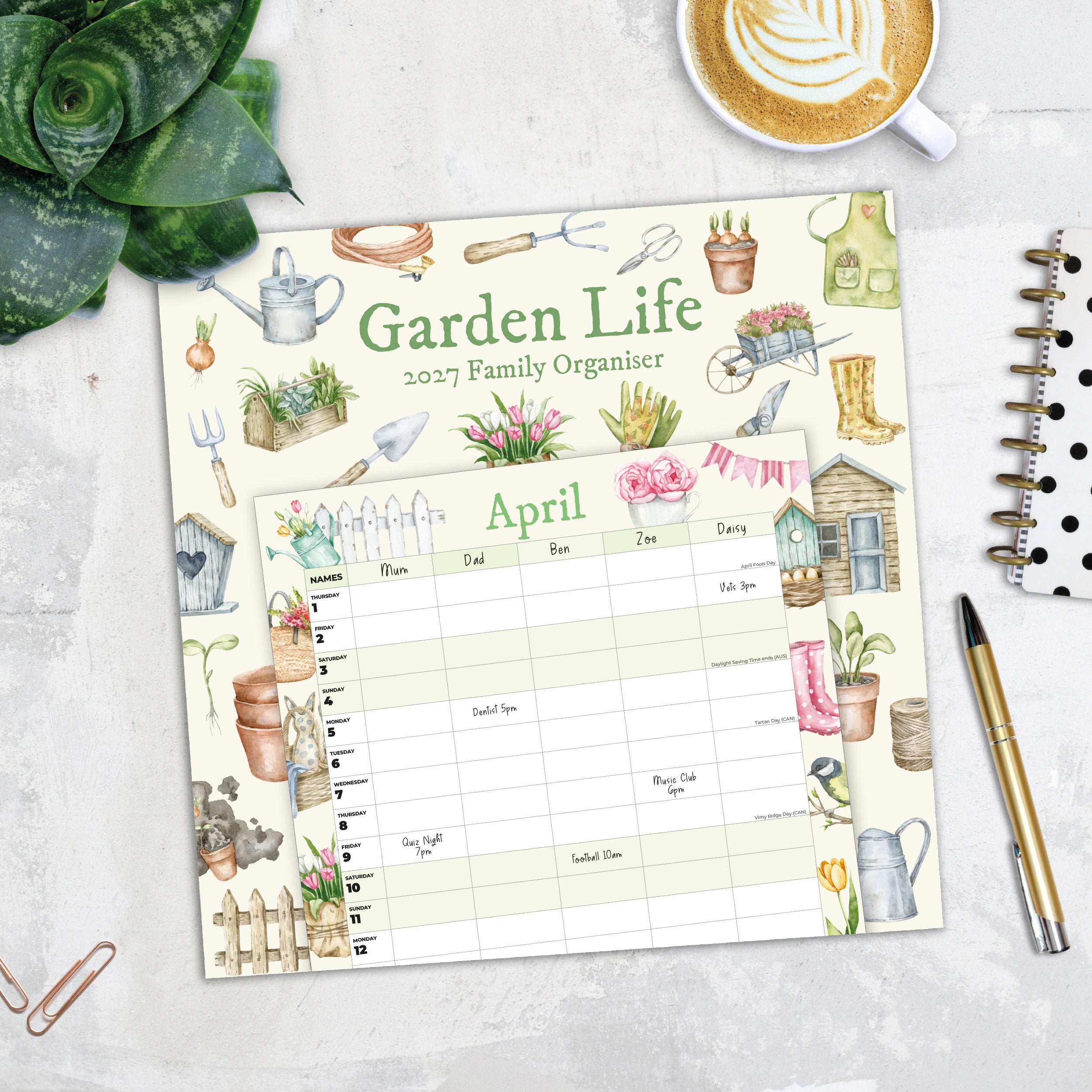 2027 Garden Life Family Organiser - Square Wall Calendar