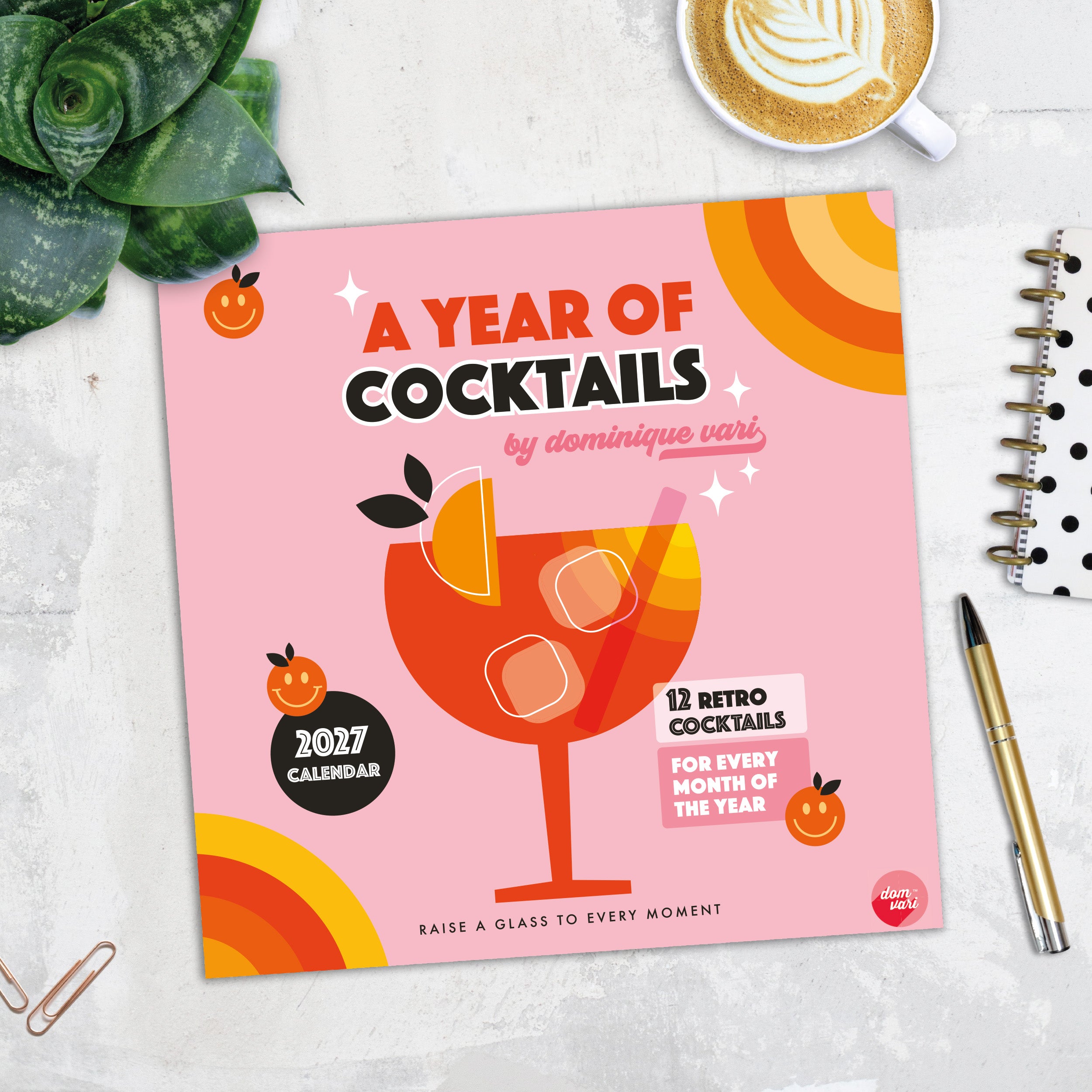 2027 Dominique Vari A Year in Cocktails - Square Wall Calendar