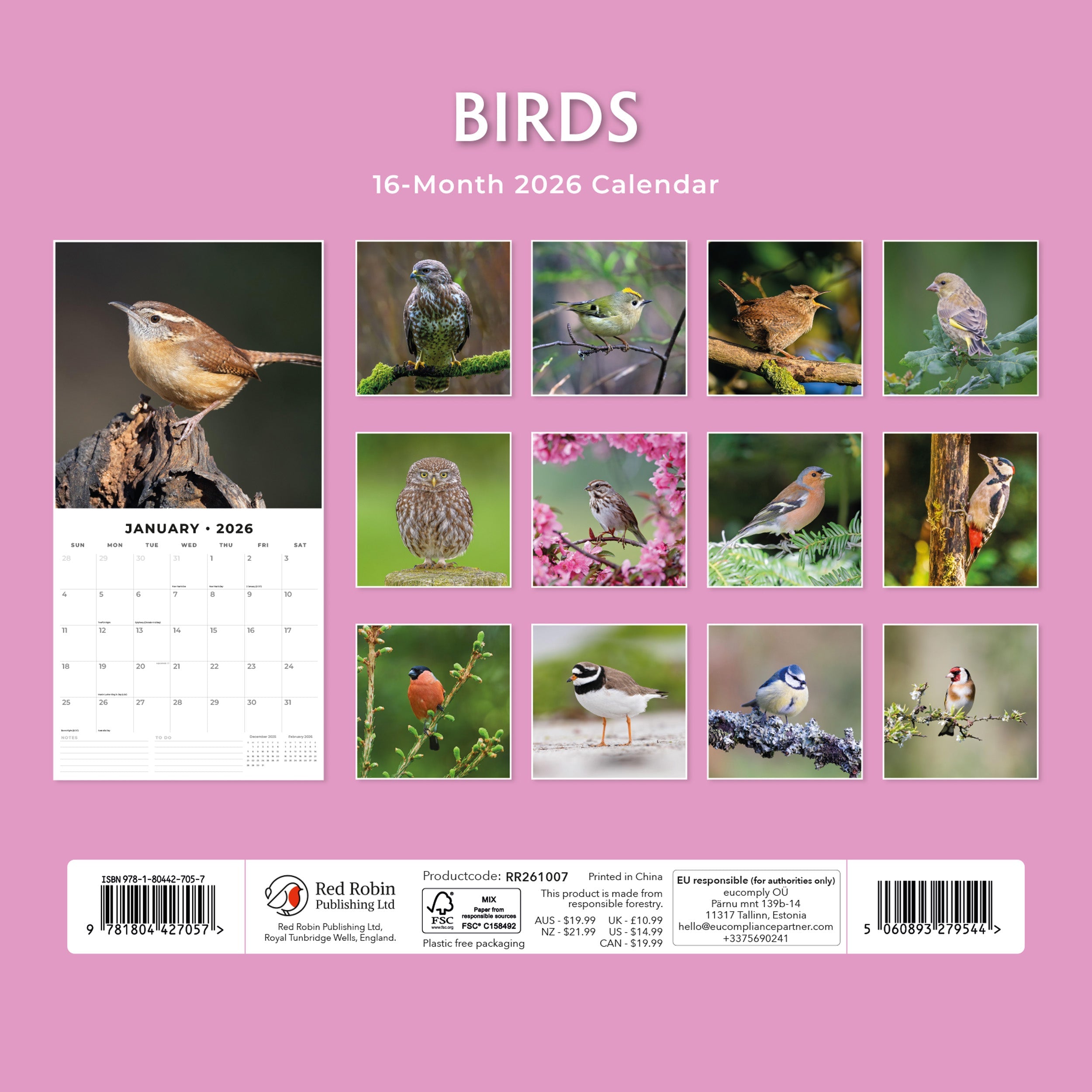 2026 Birds - Square Wall Calendar