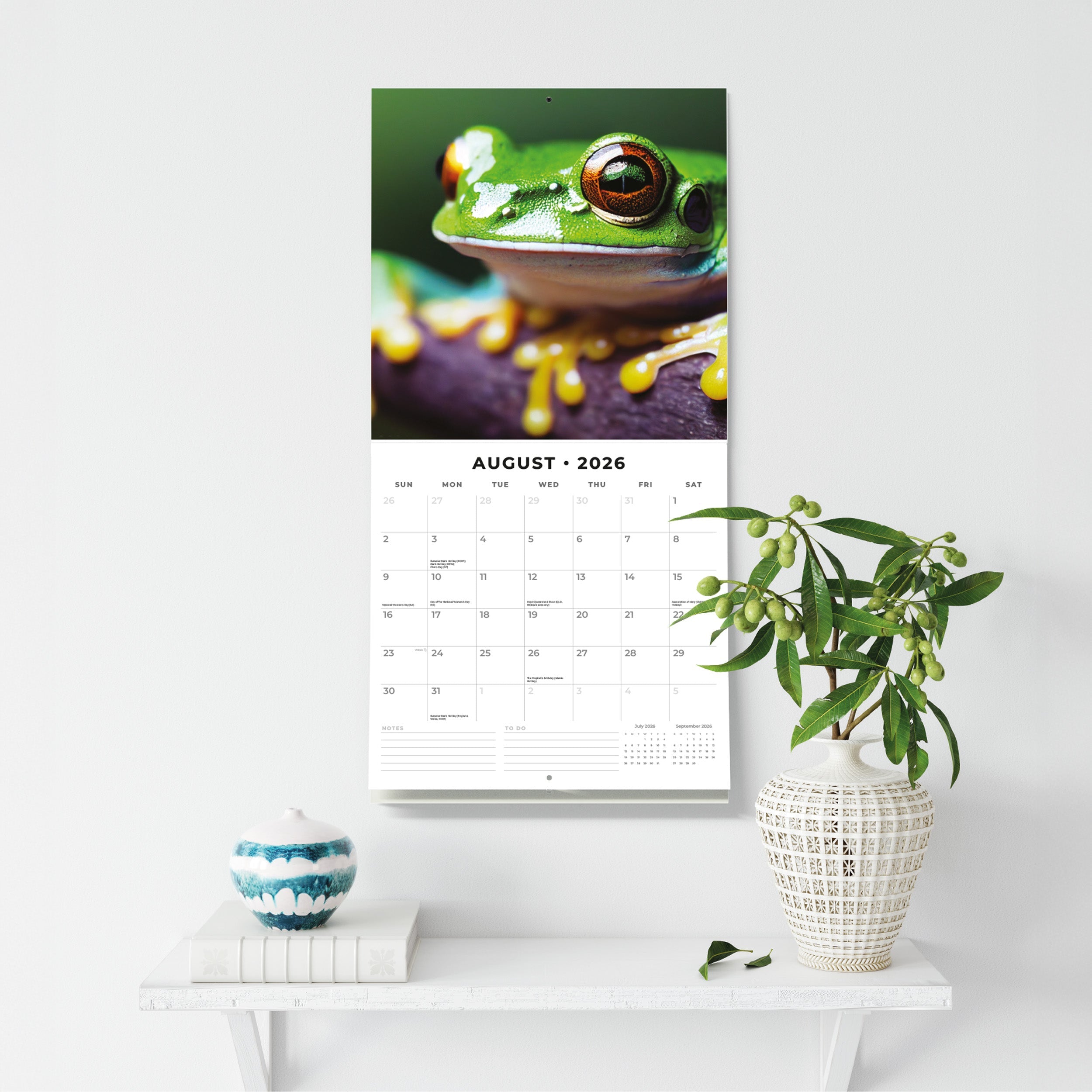 2026 Frogs - Square Wall Calendar