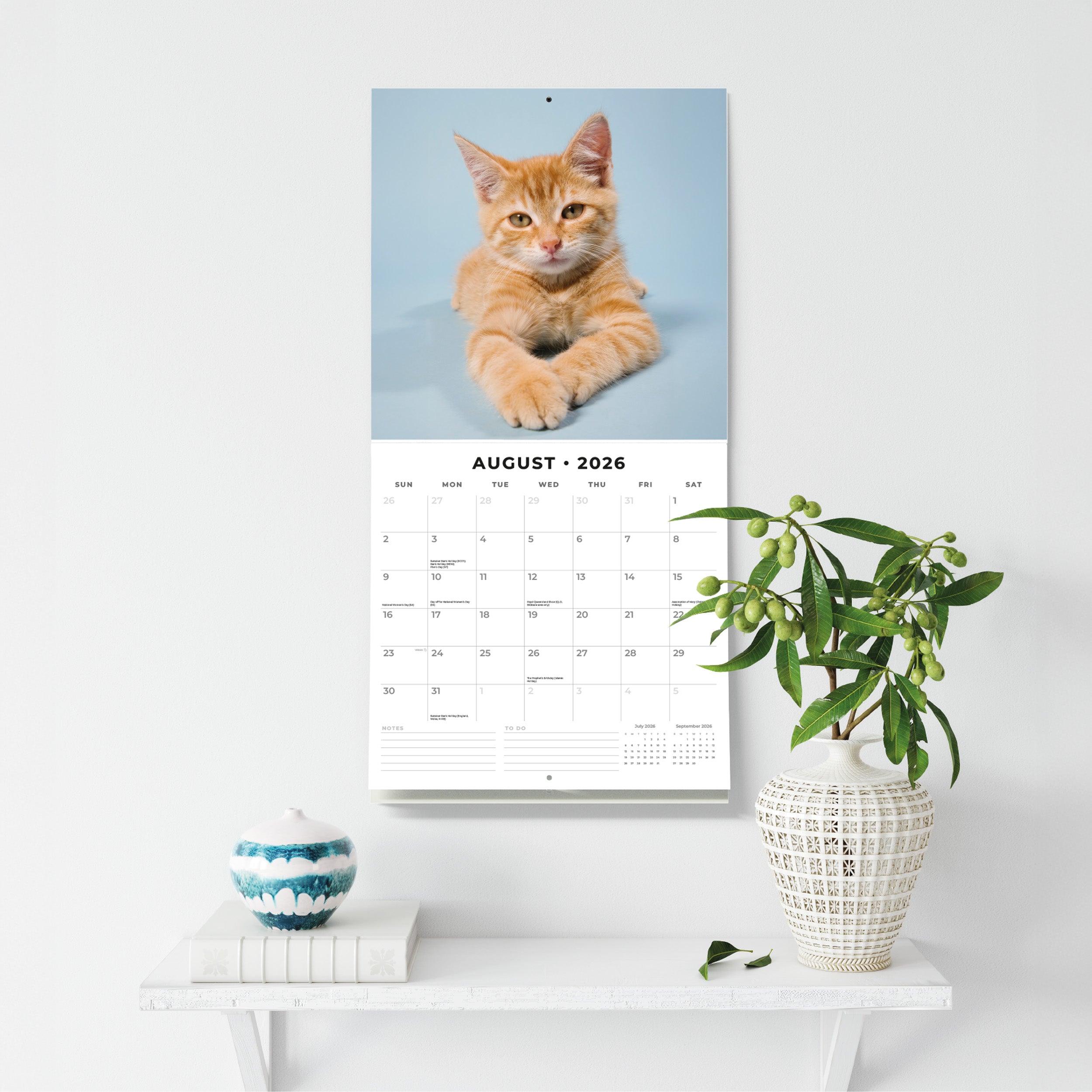 2026 Ginger Cats - Square Wall Calendar