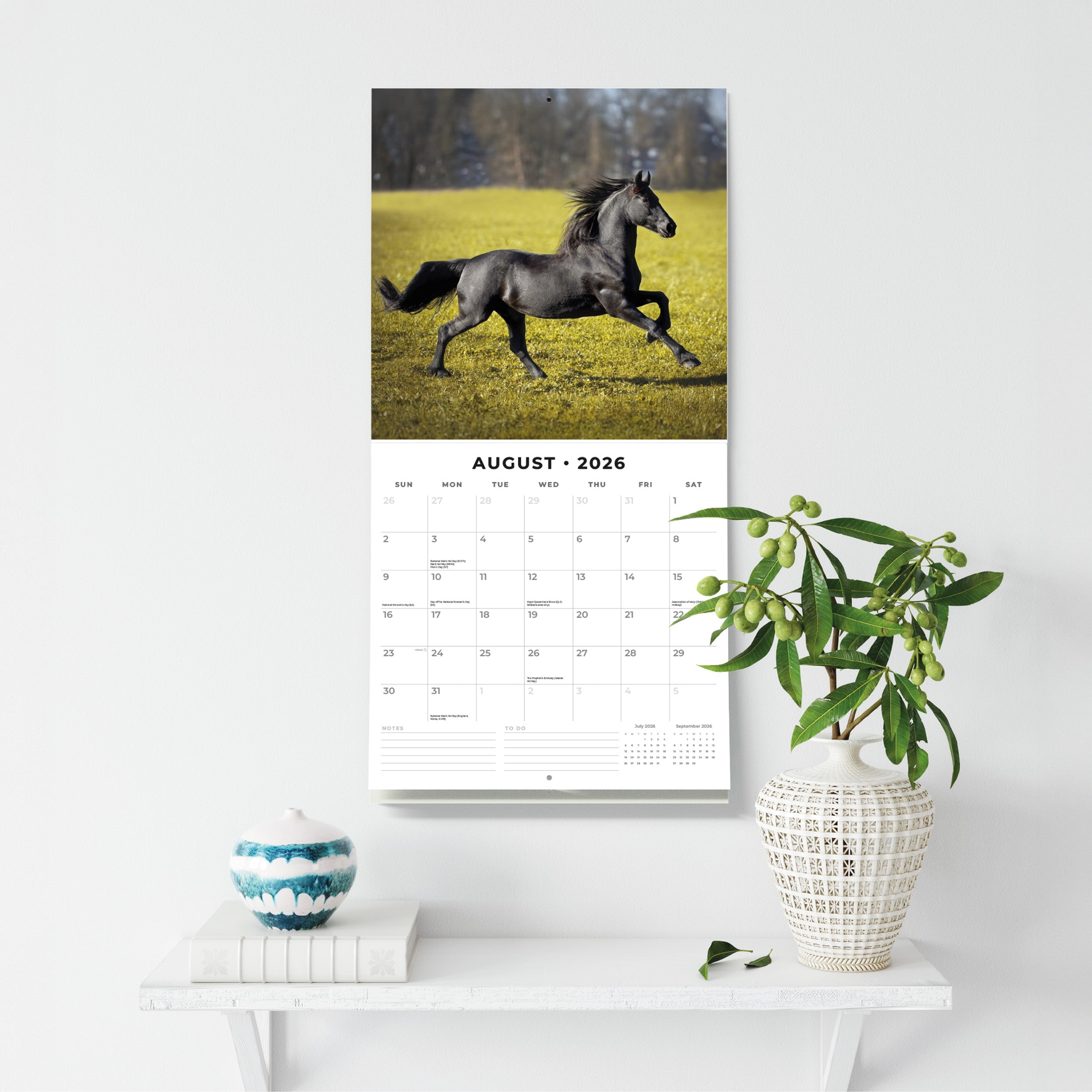 2026 Horses - Square Wall Calendar