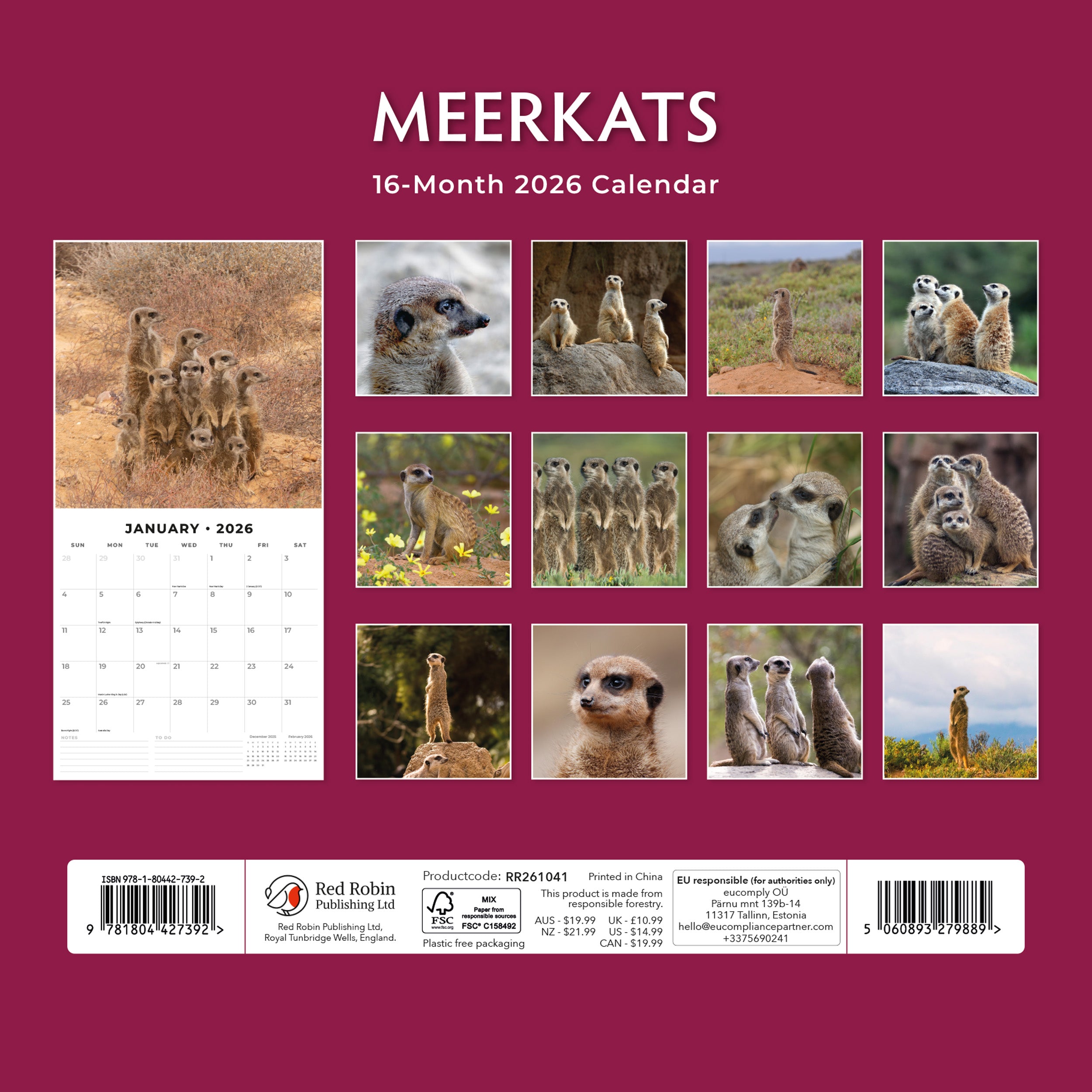 2026 Meerkats - Square Wall Calendar