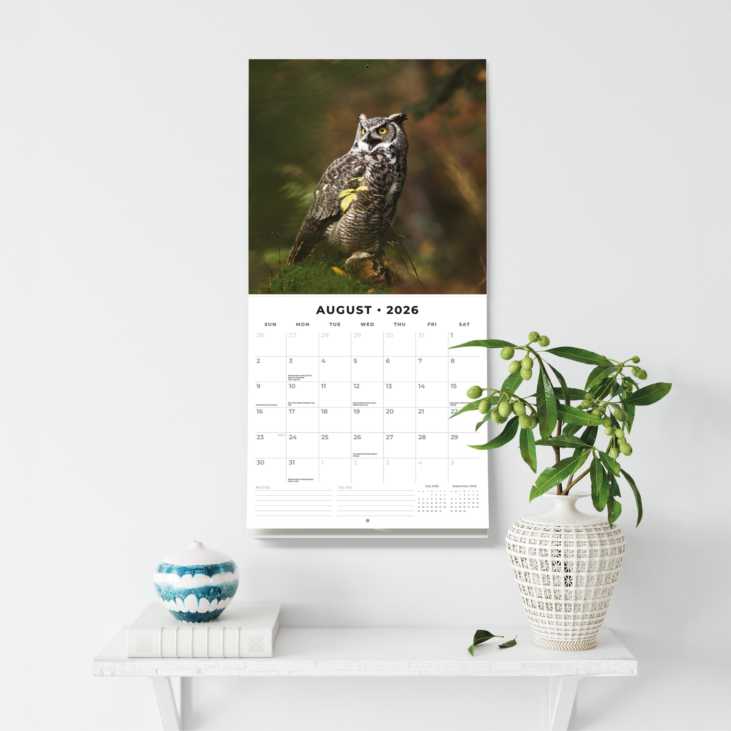2026 Owls - Square Wall Calendar