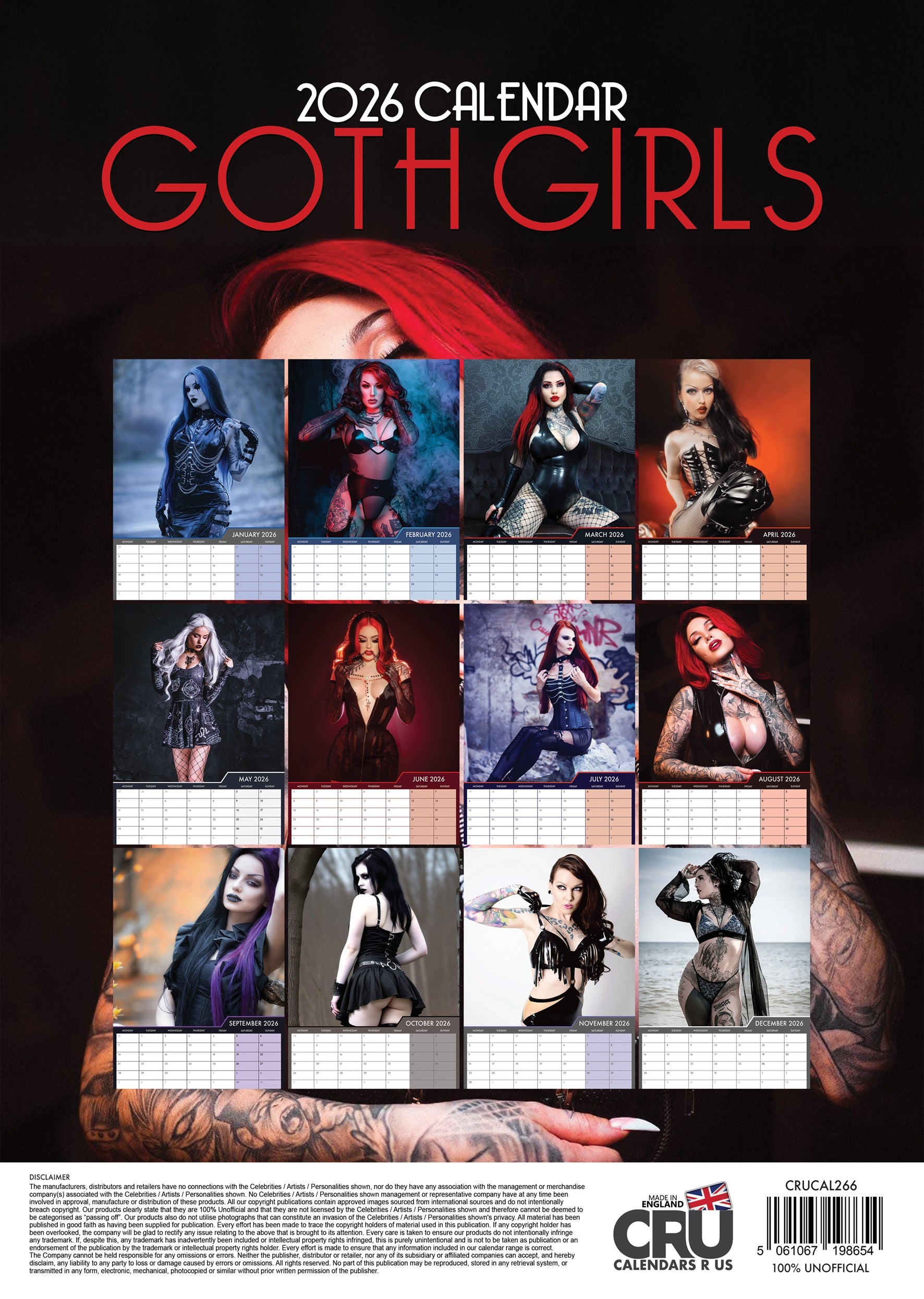 2026 Goth Girls - A3 Wall Calendar