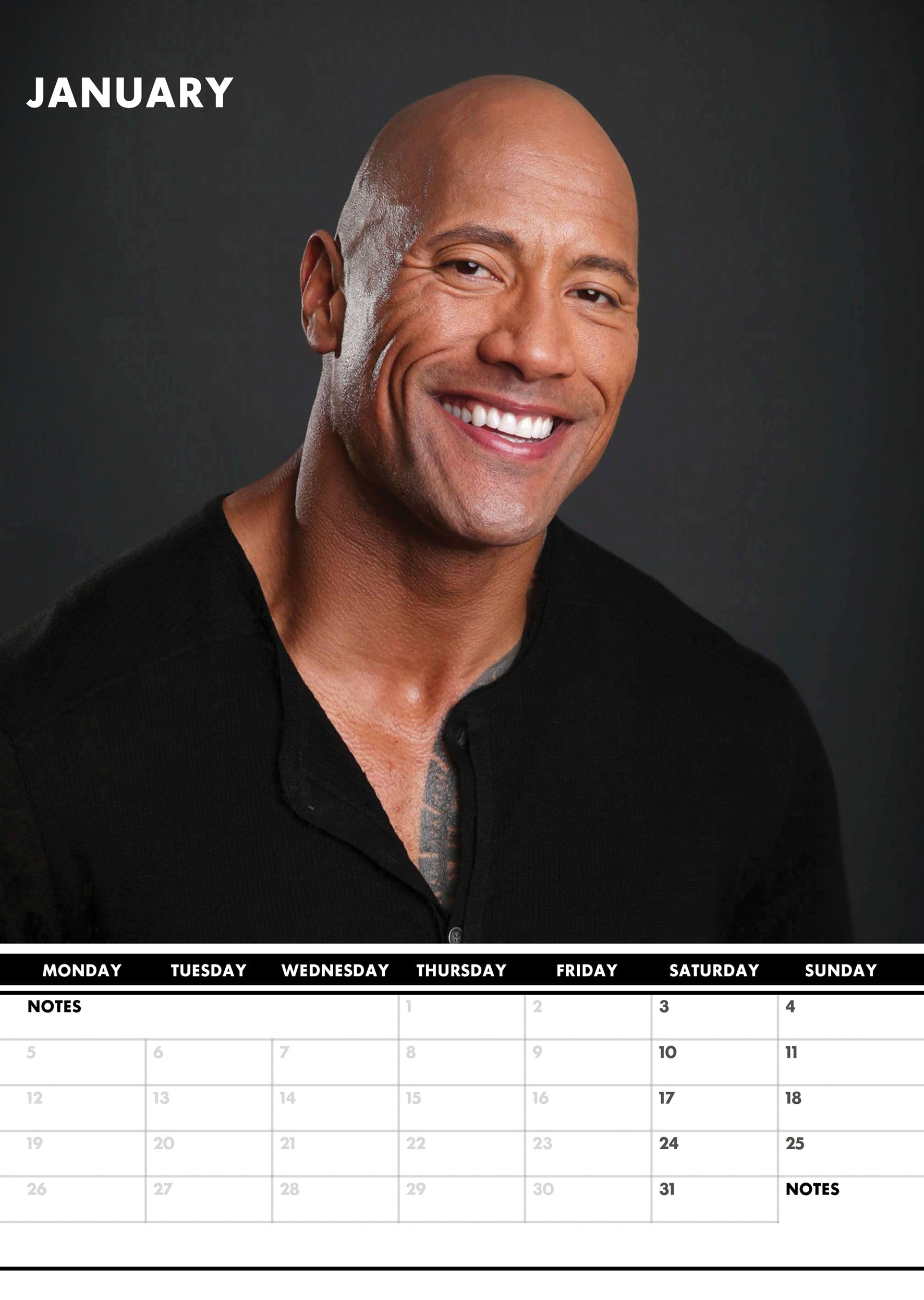 2026 Dwayne Johnson - A3 Wall Calendar