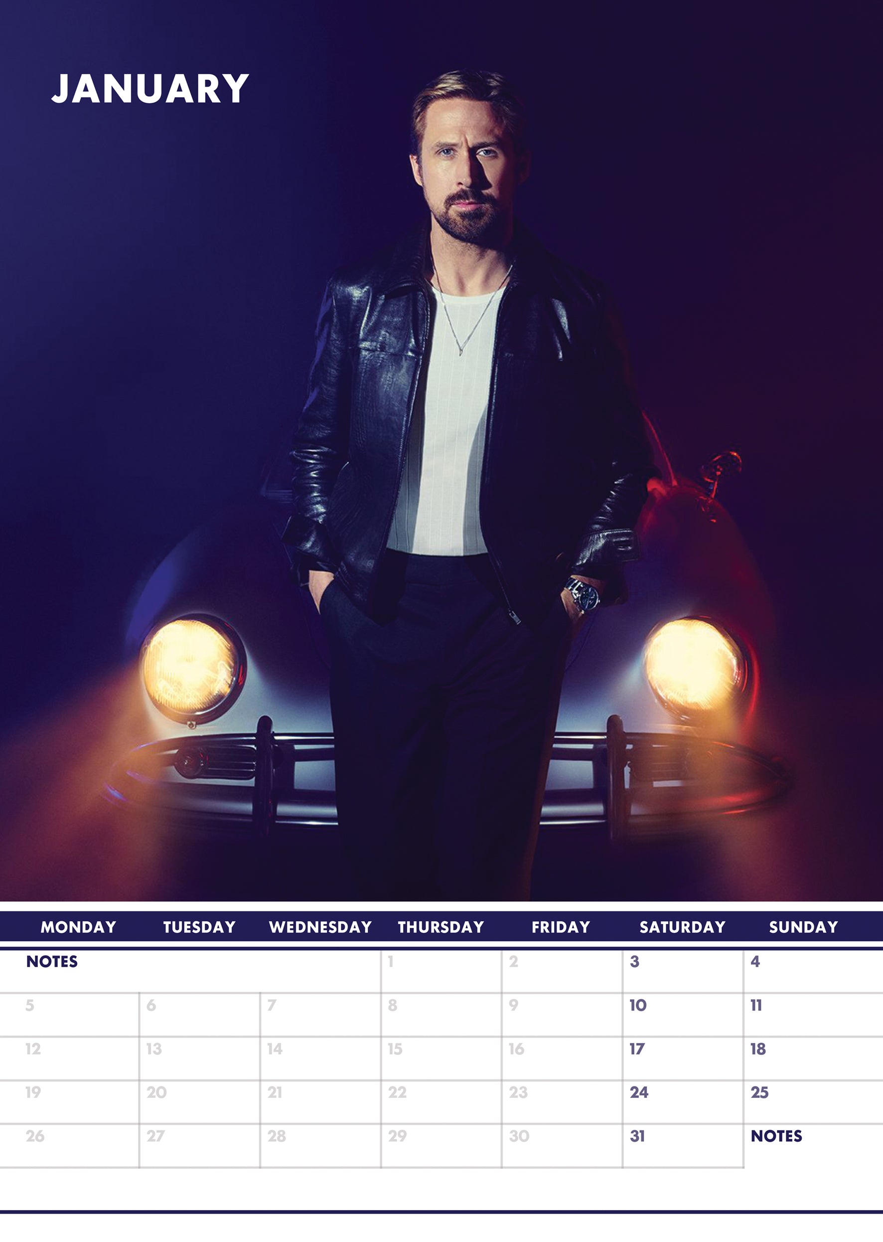 2026 Ryan Gosling - A3 Wall Calendar