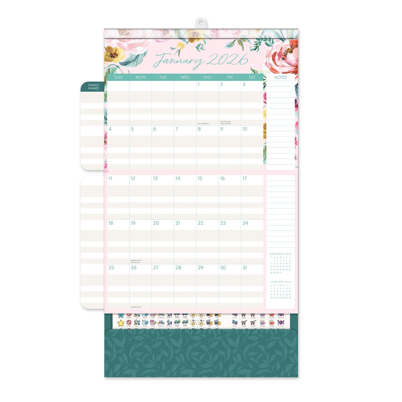 2026 Bella Flora Do It All - 17-Month Magnetic Square Wall Calendar