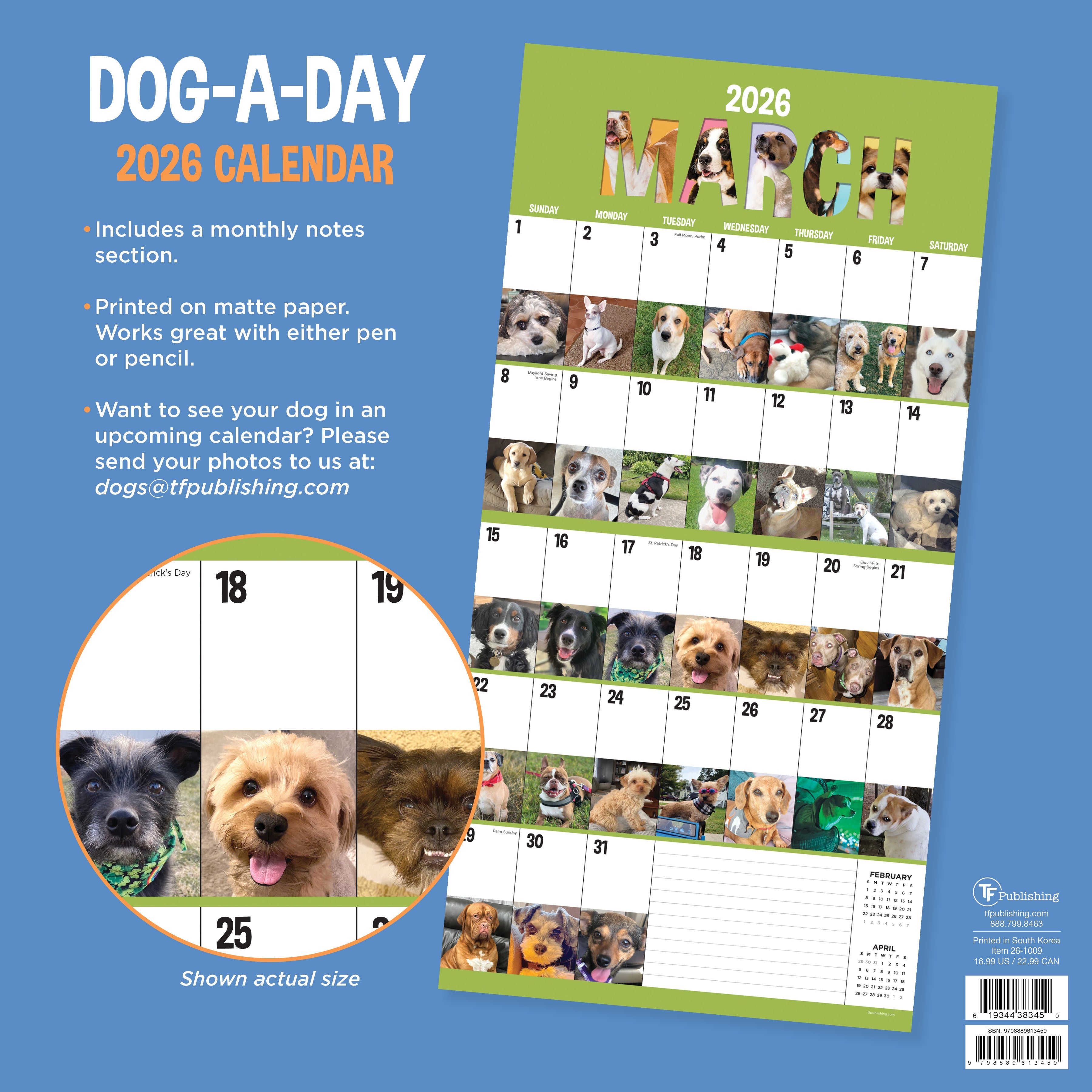 2026 Dog-A-Day - Square Wall Calendar