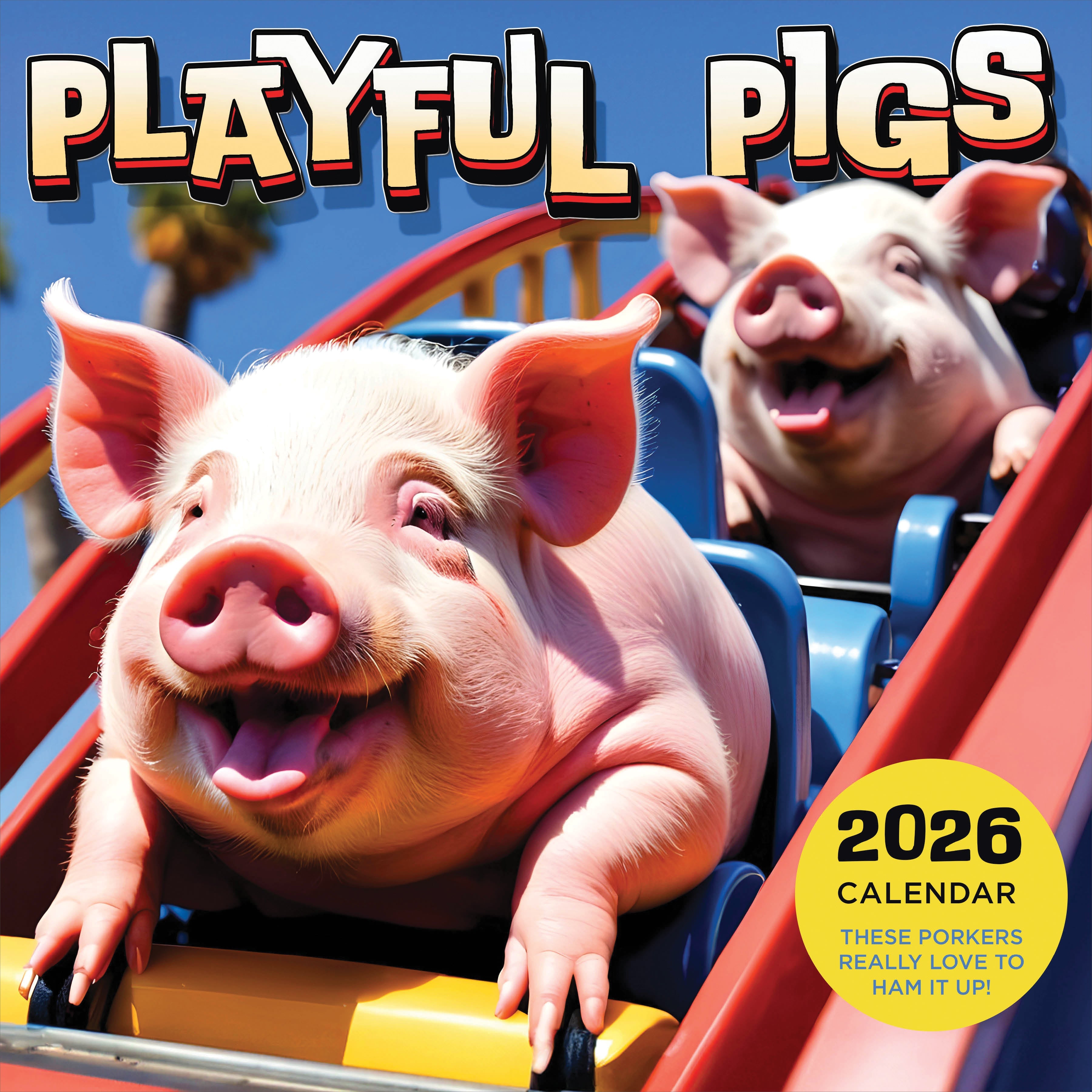 2026 Playful Pigs - Square Wall Calendar