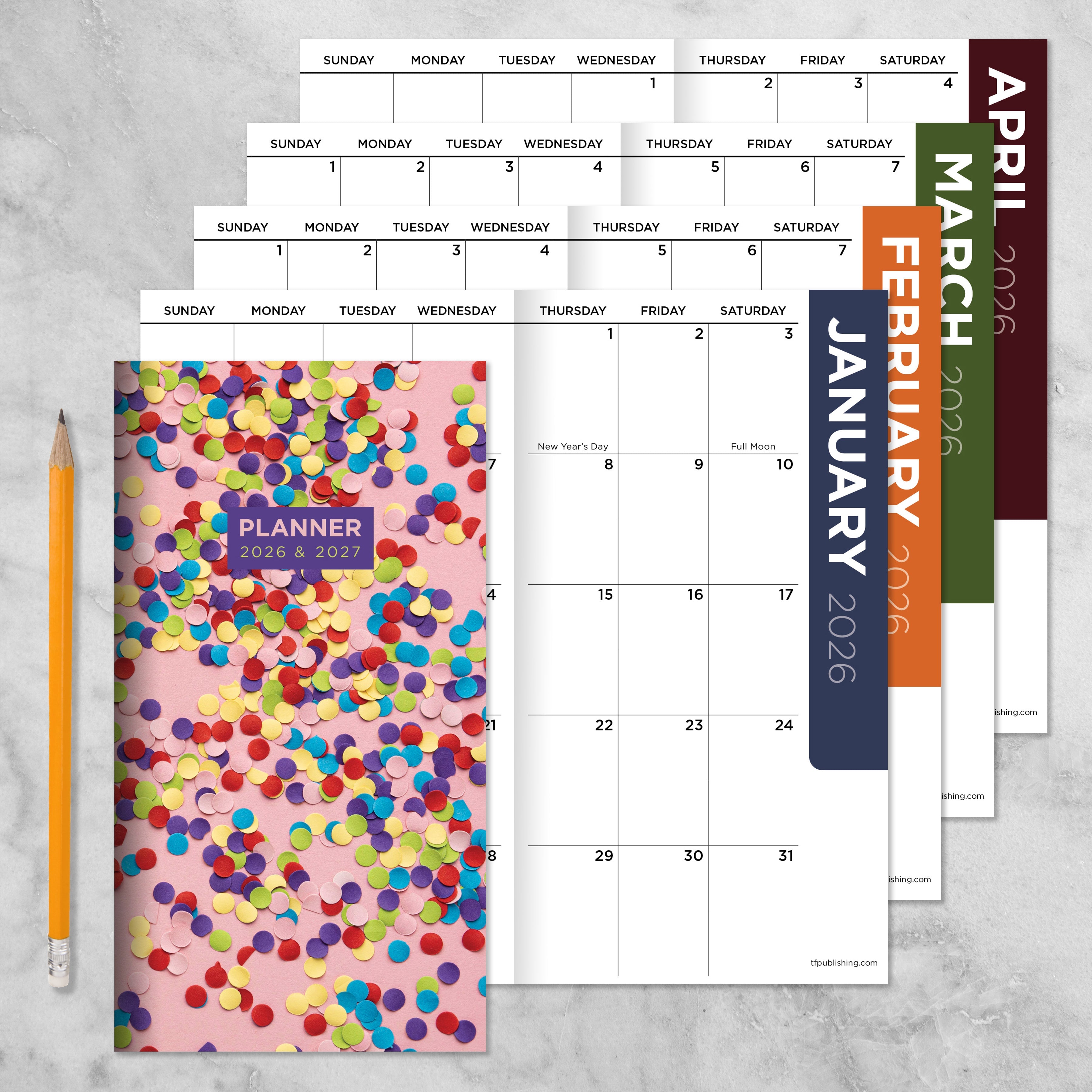 2026-2027 Confetti Party - Small Monthly Pocket Diary/Planner