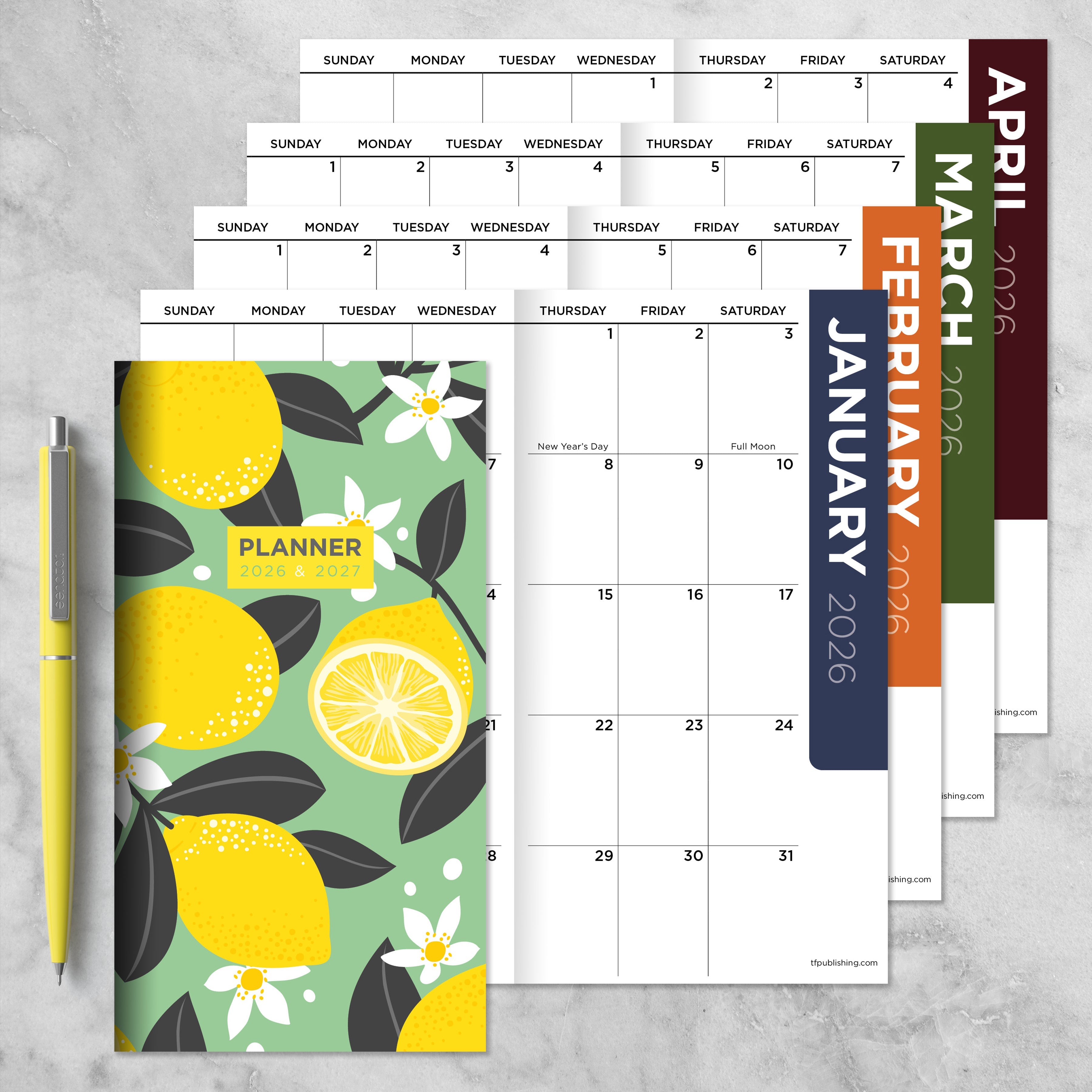 2026-2027 Lemon Blossom - Small Monthly Pocket Diary/Planner