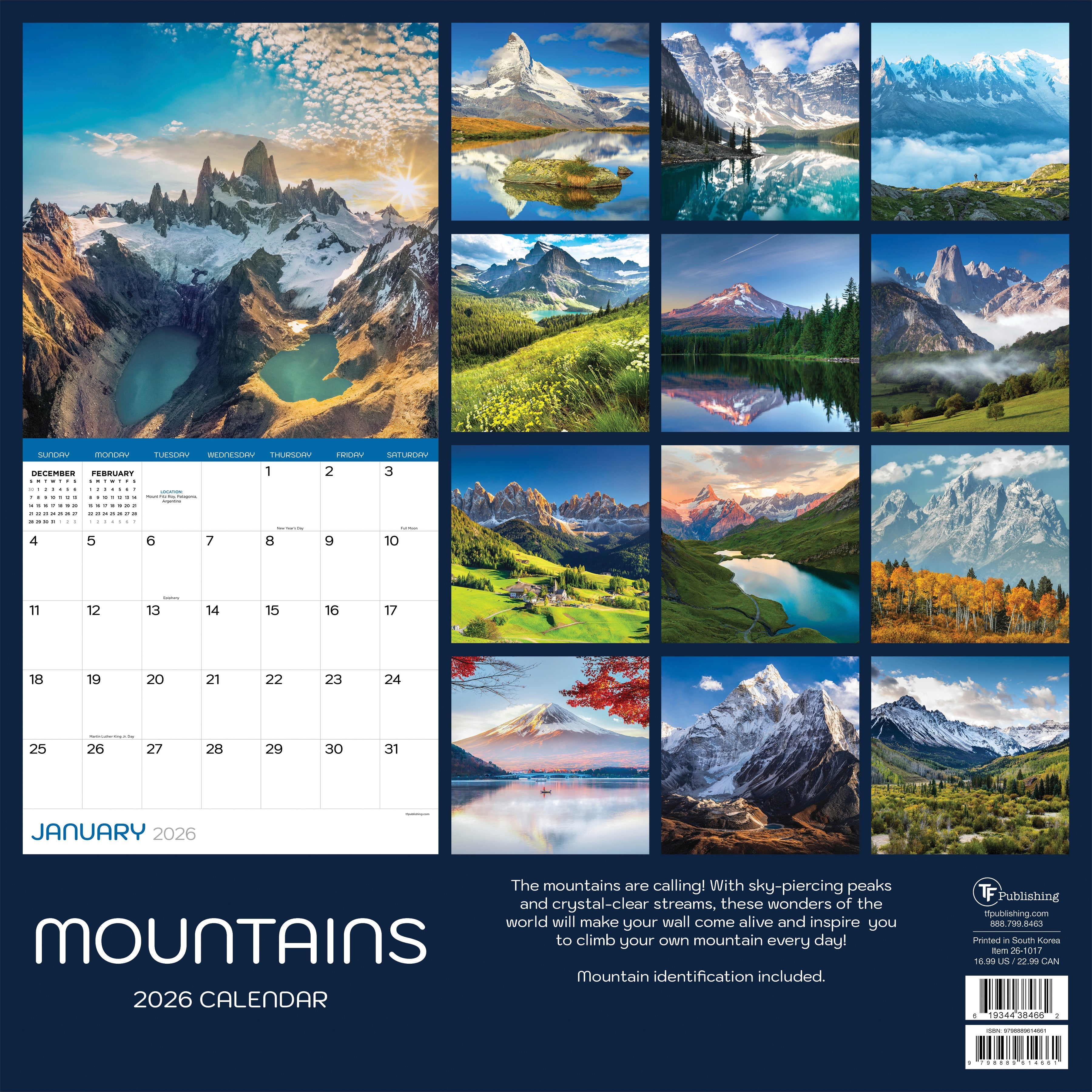 2026 Mountains - Square Wall Calendar