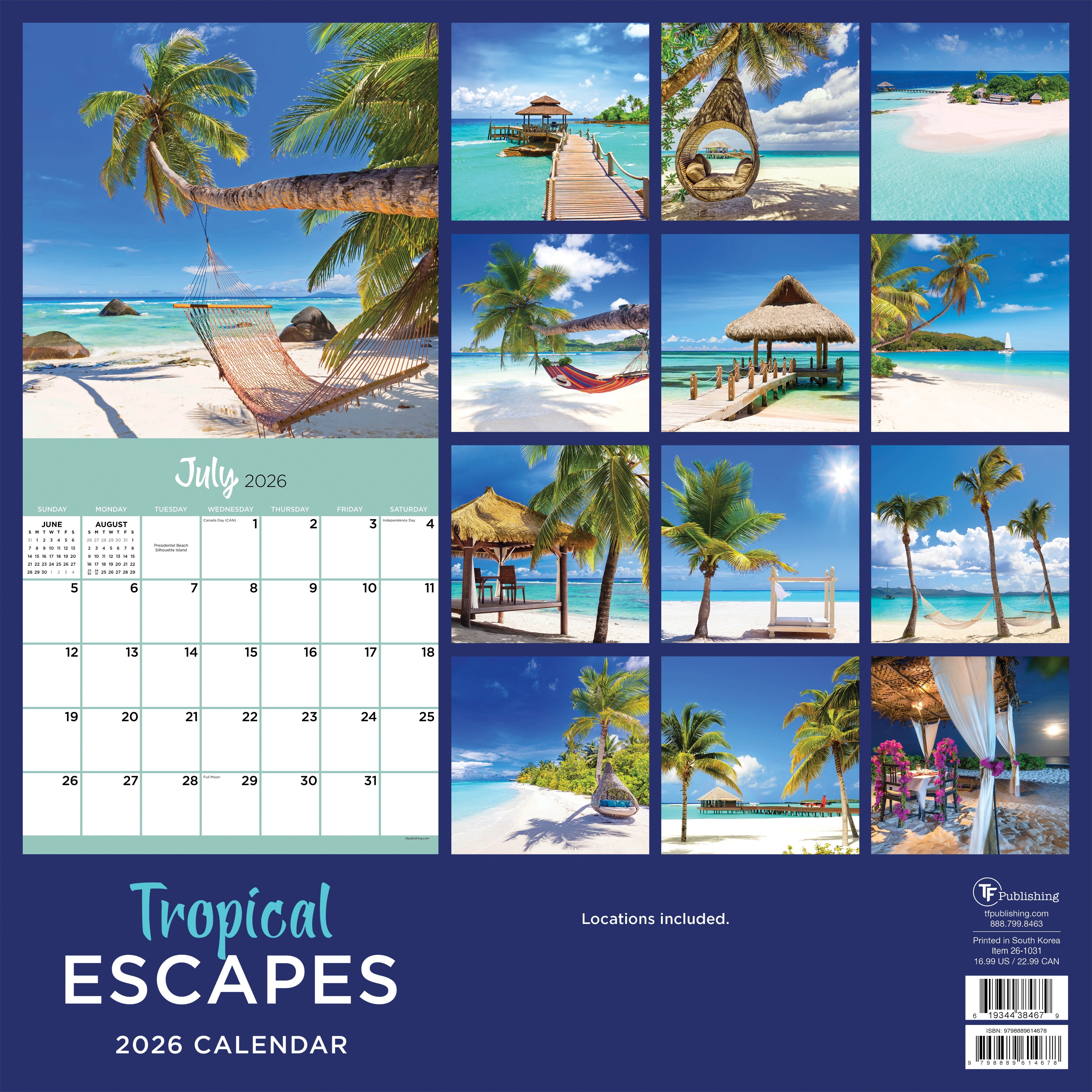 2026 Tropical Escapes - Square Wall Calendar
