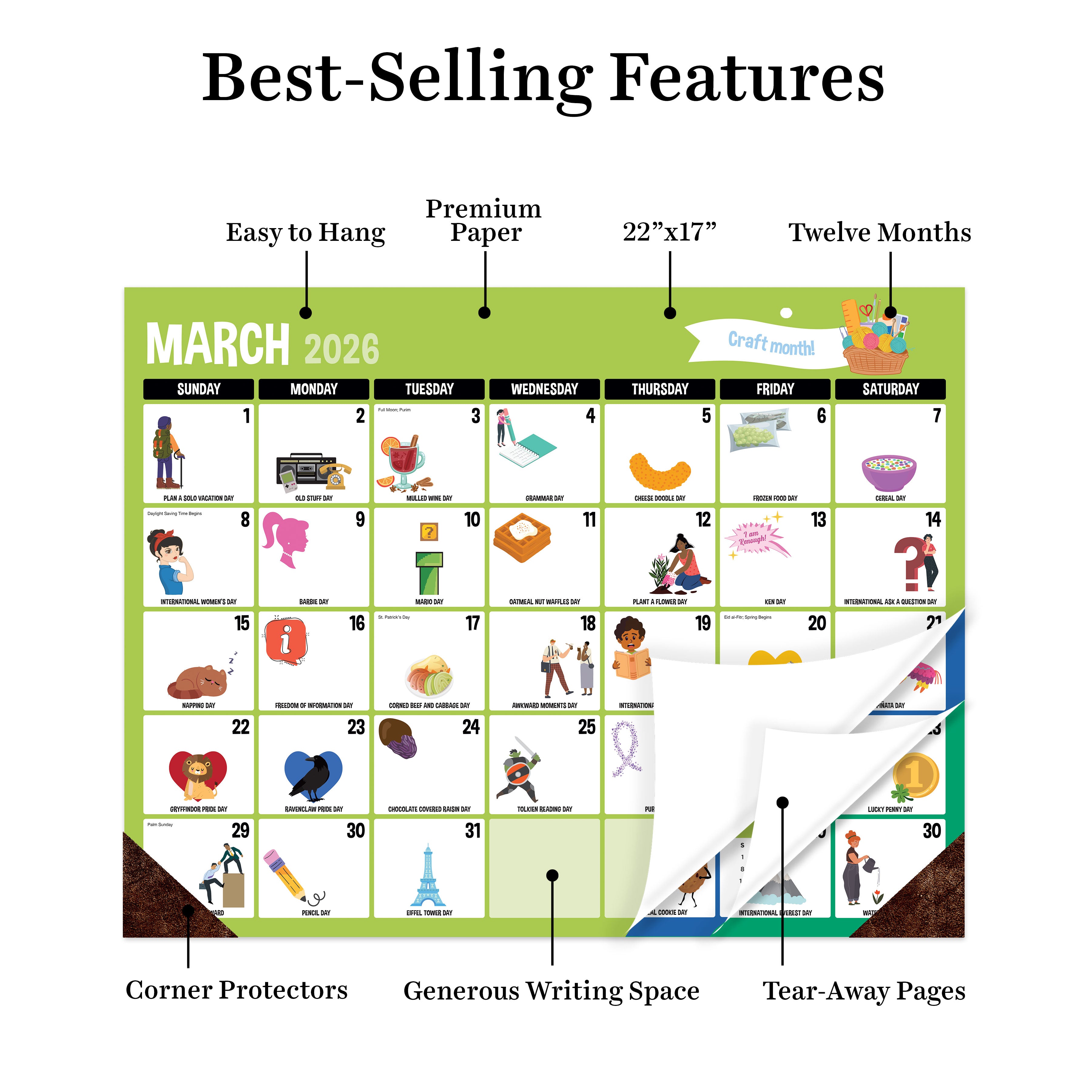 2026 Every Day's A Holiday - Medium Monthly Desk Pad Blotter Calendar