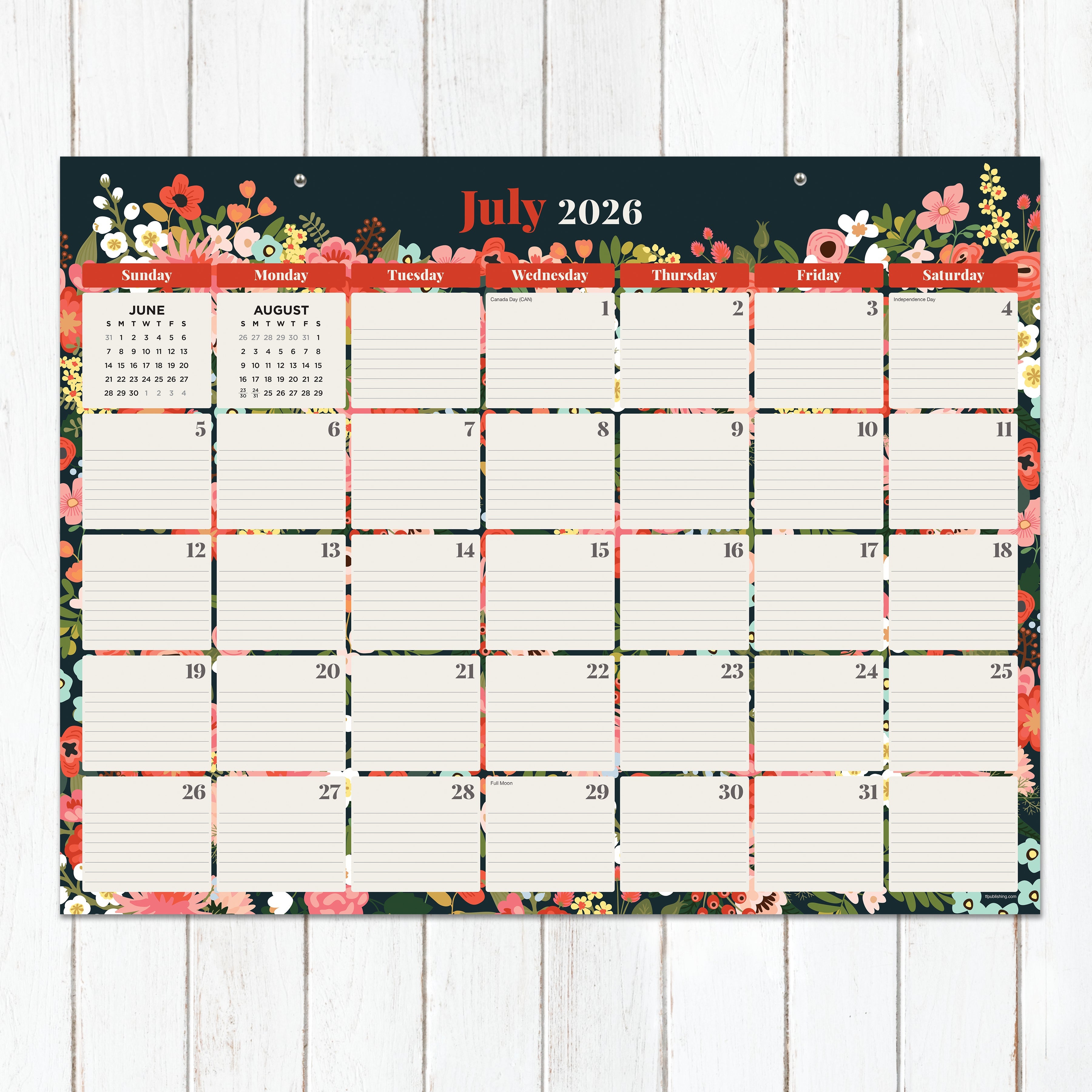 2026 Bountiful Blooms - Medium Monthly Desk Pad Blotter Calendar