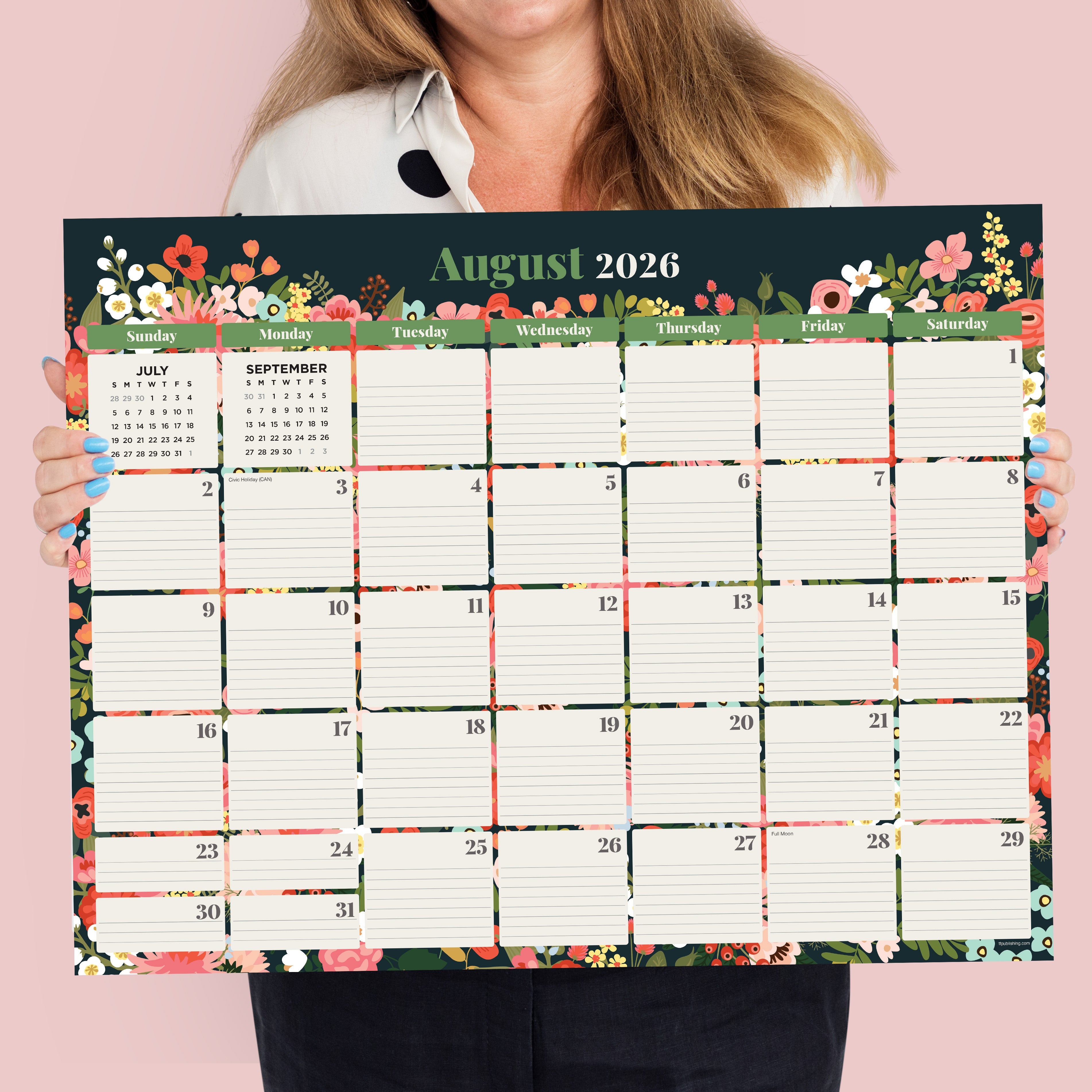 2026 Bountiful Blooms - Medium Monthly Desk Pad Blotter Calendar