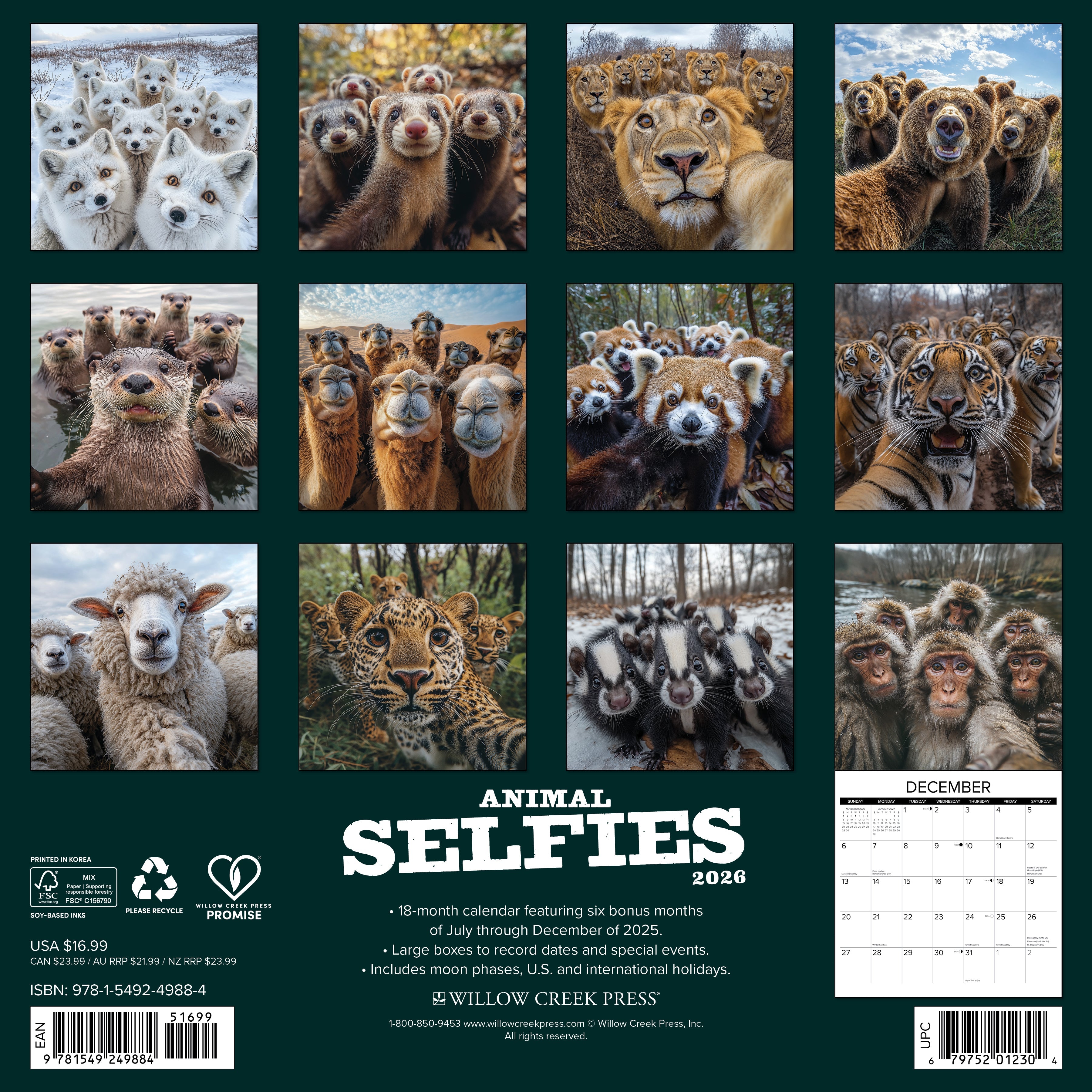 2026 Animal Selfies - Square Wall