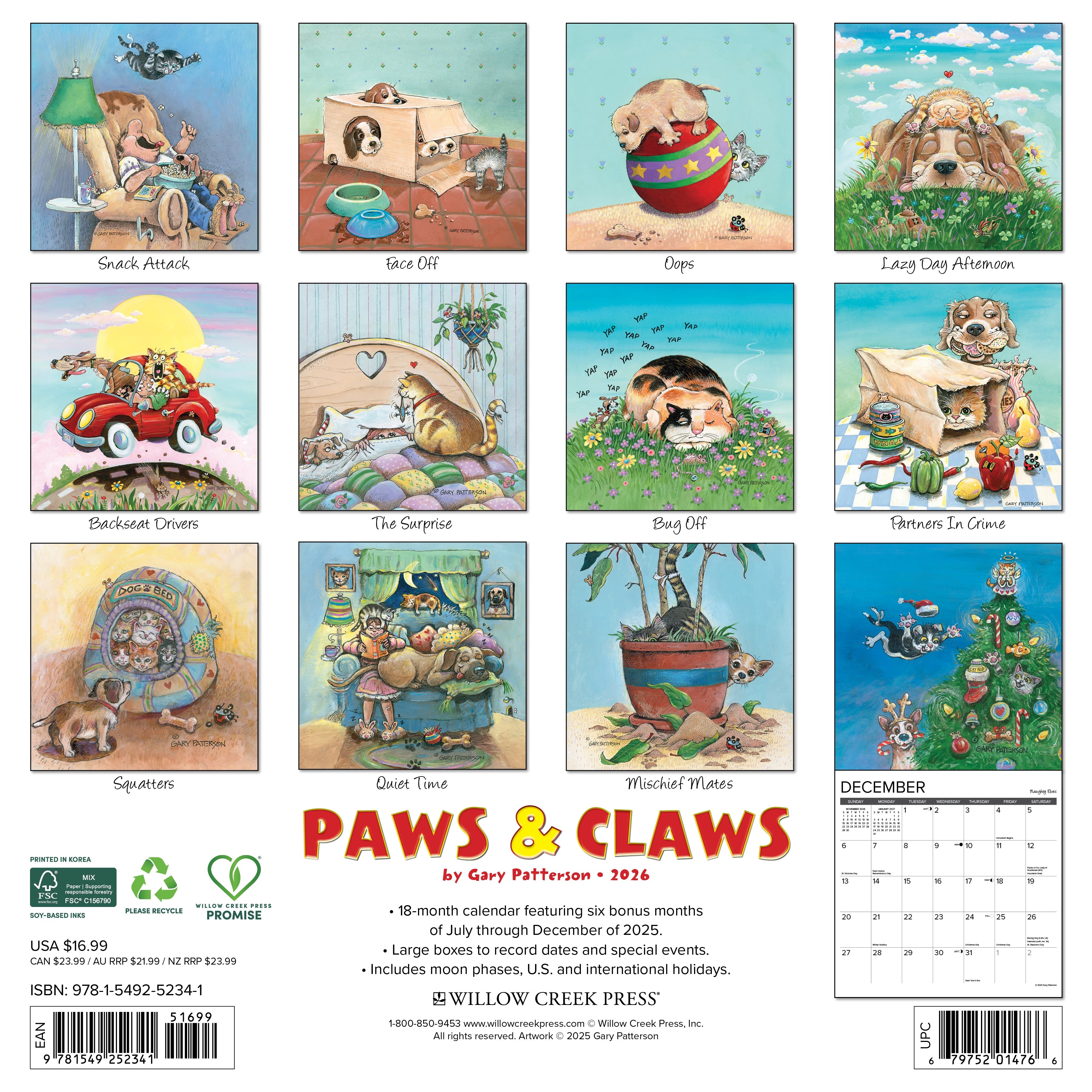 2026 Paws & Claws by Gary Patterson - Square Wall