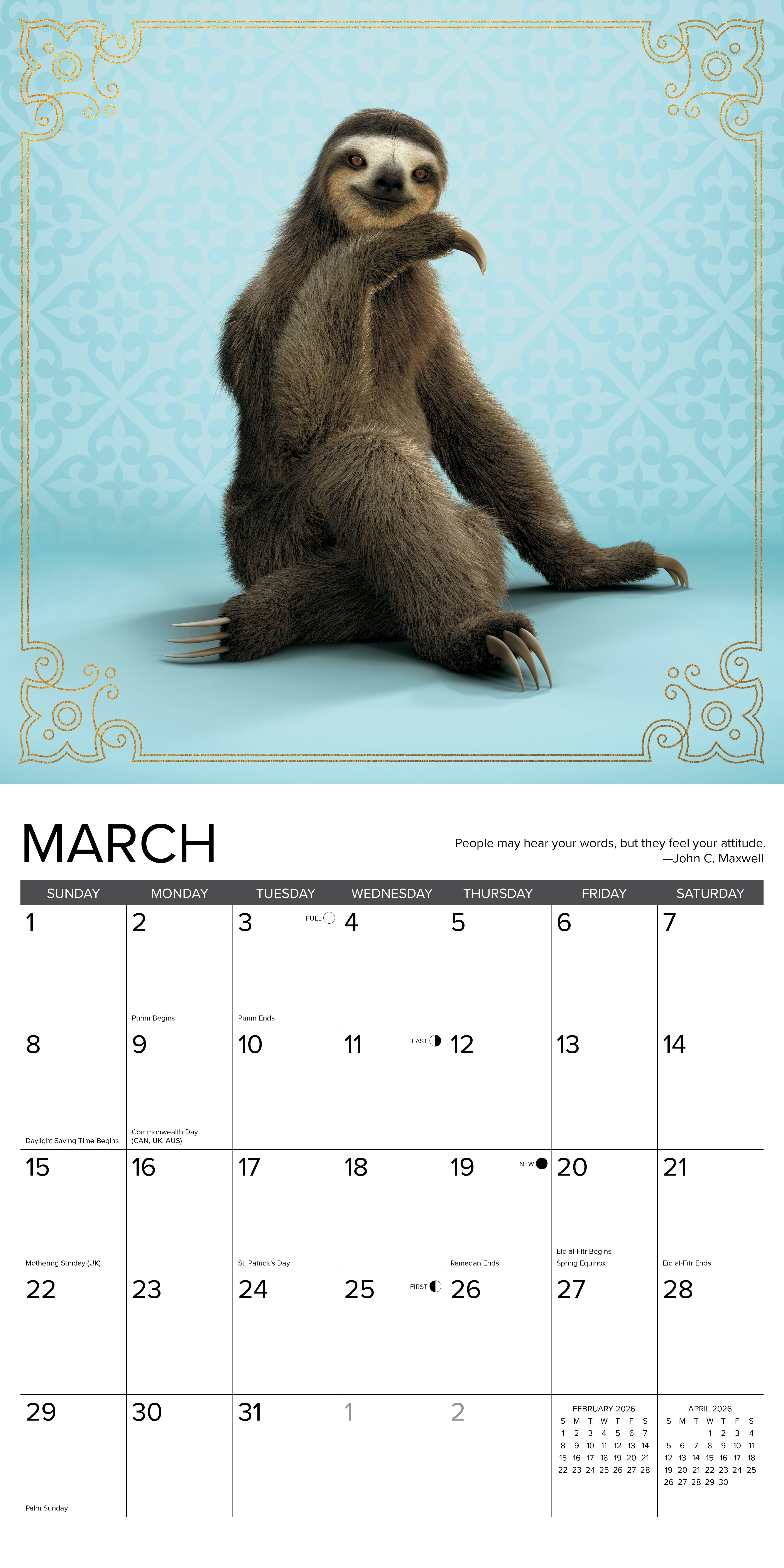 2026 Sloth Yoga - Square Wall