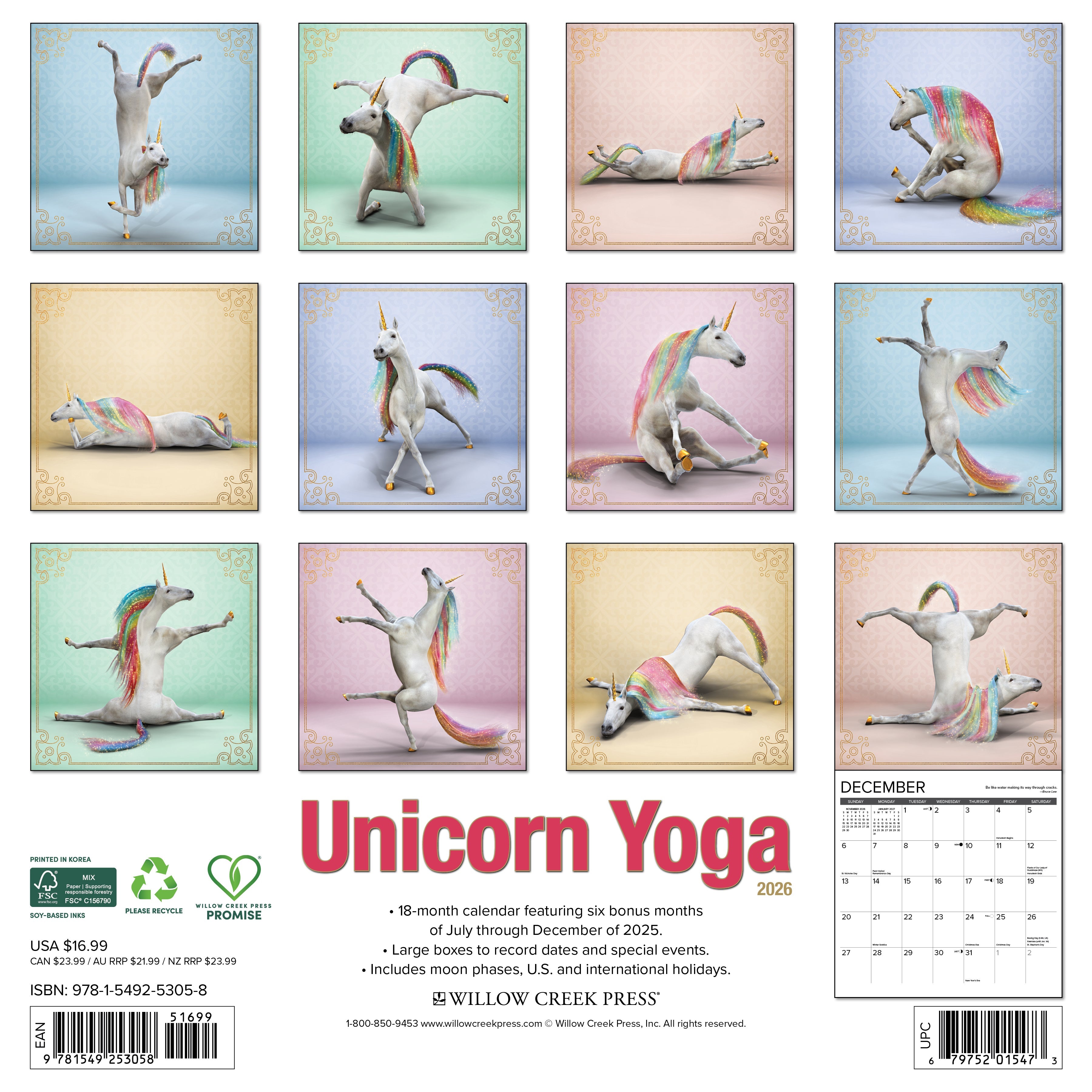 2026 Unicorn Yoga - Square Wall