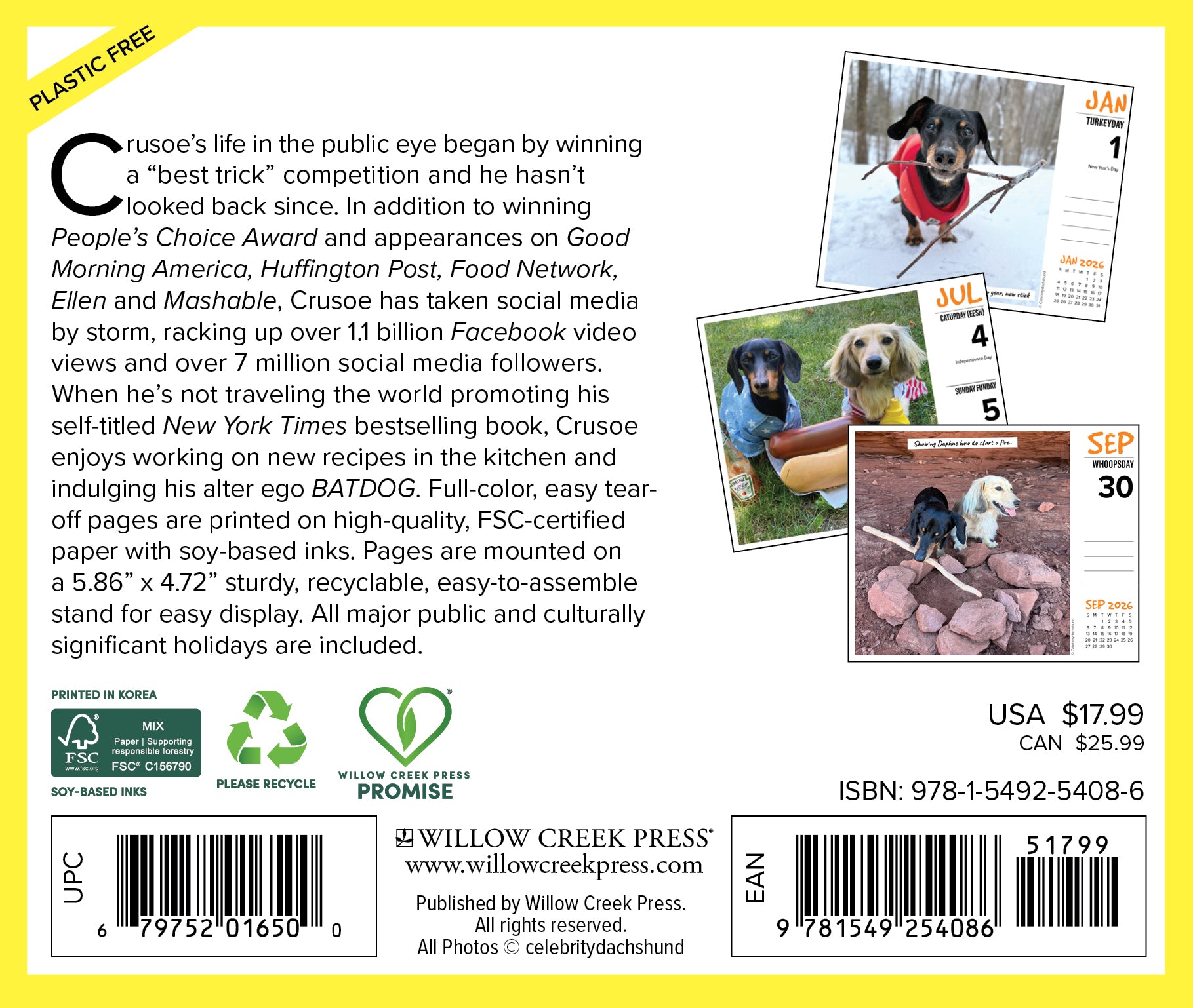 2026 Crusoe the Celebrity Dachshund - Boxed Page-A-Day