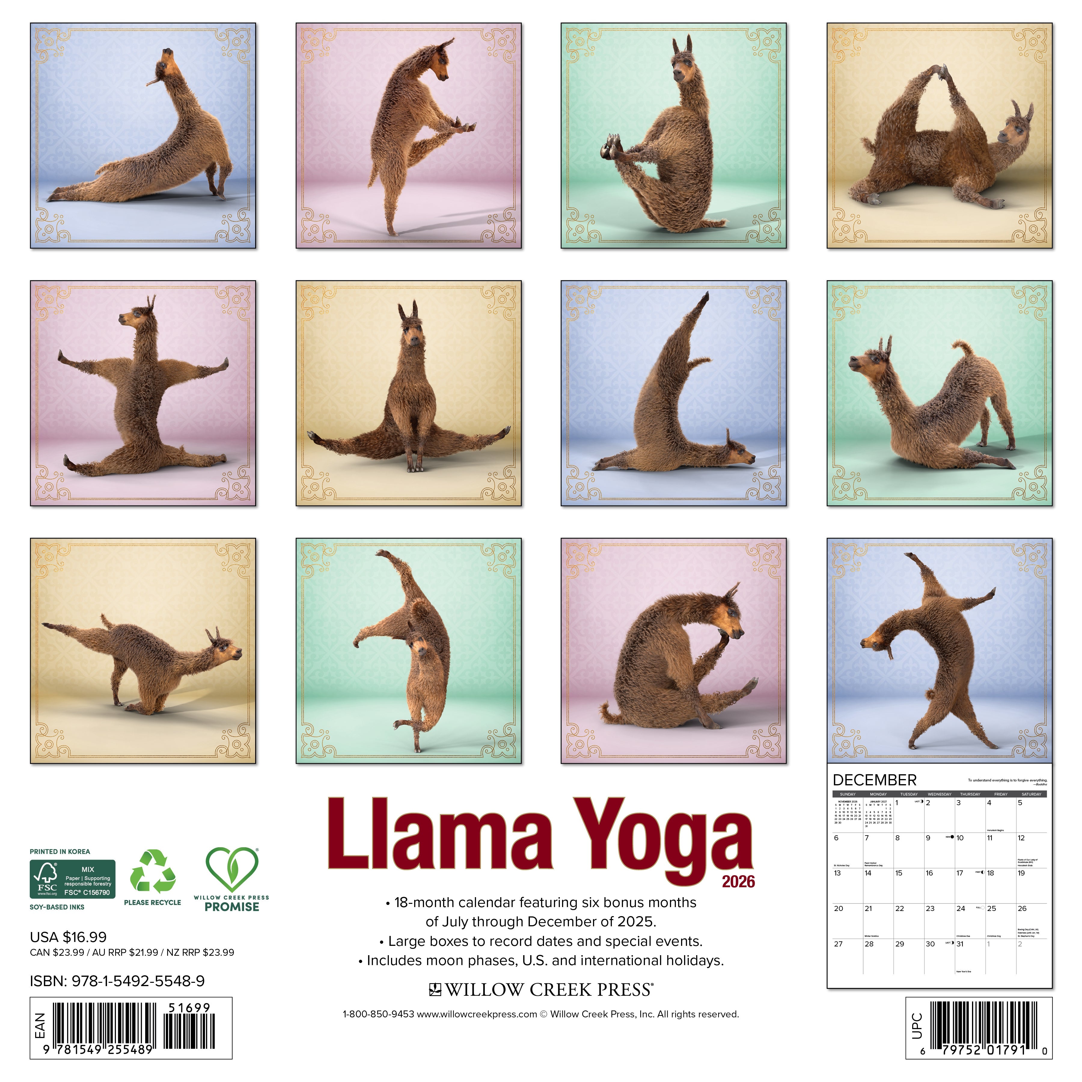 2026 Llama Yoga - Square Wall