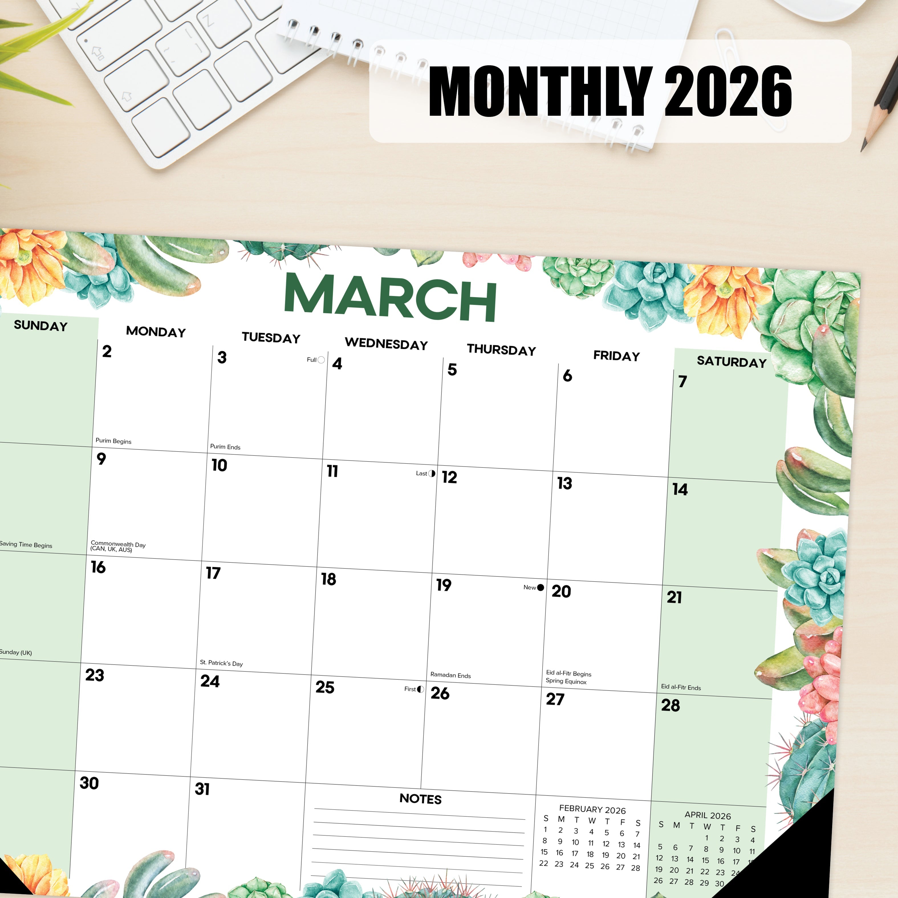 2026 Succulents - Desk Pad