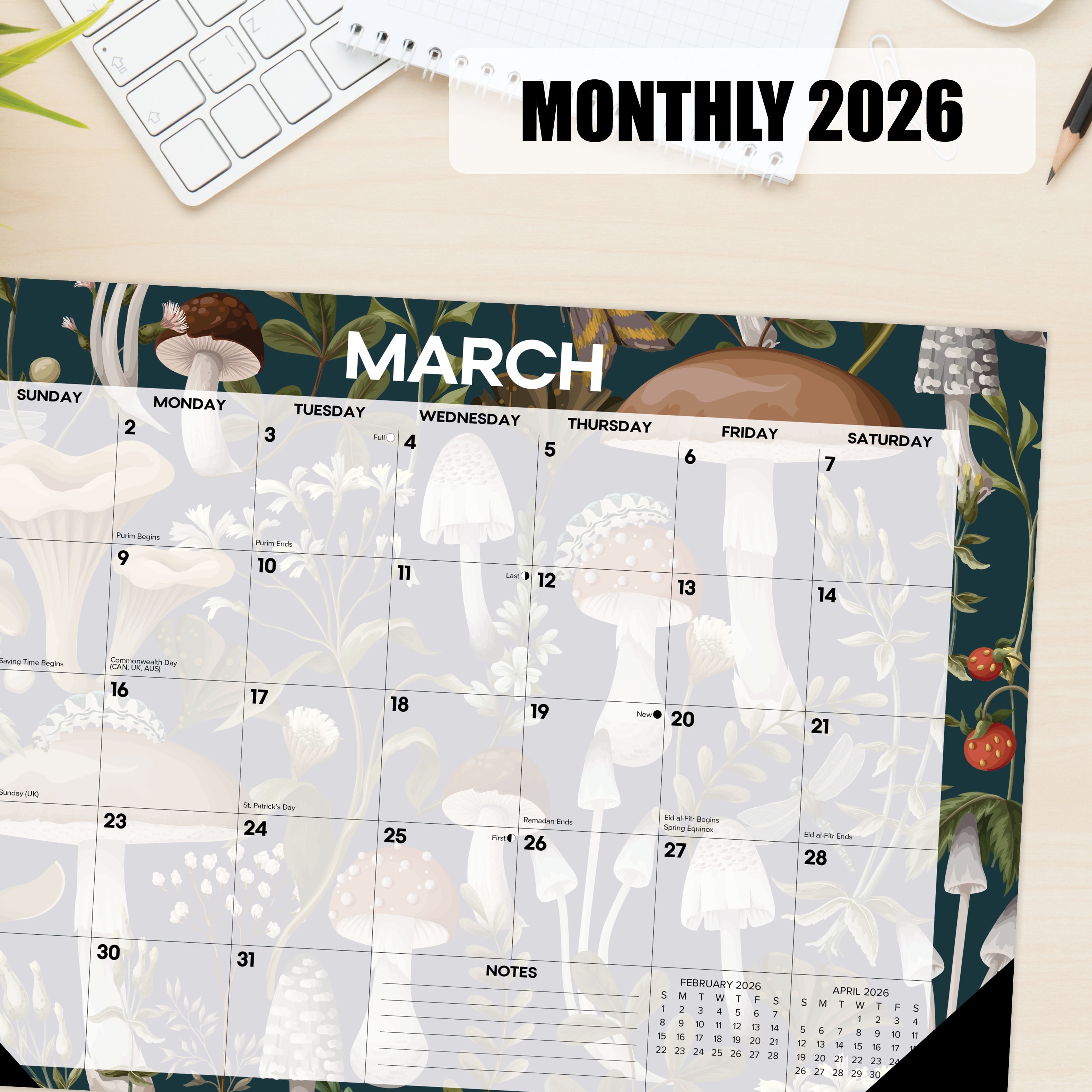 2026 Woodland Mushroom - Desk Pad