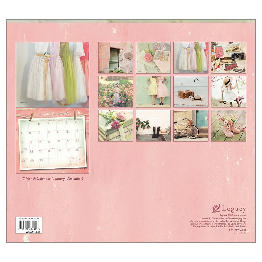 2027 Vintage Pink - Deluxe Wall Calendar by Mandy Lynne