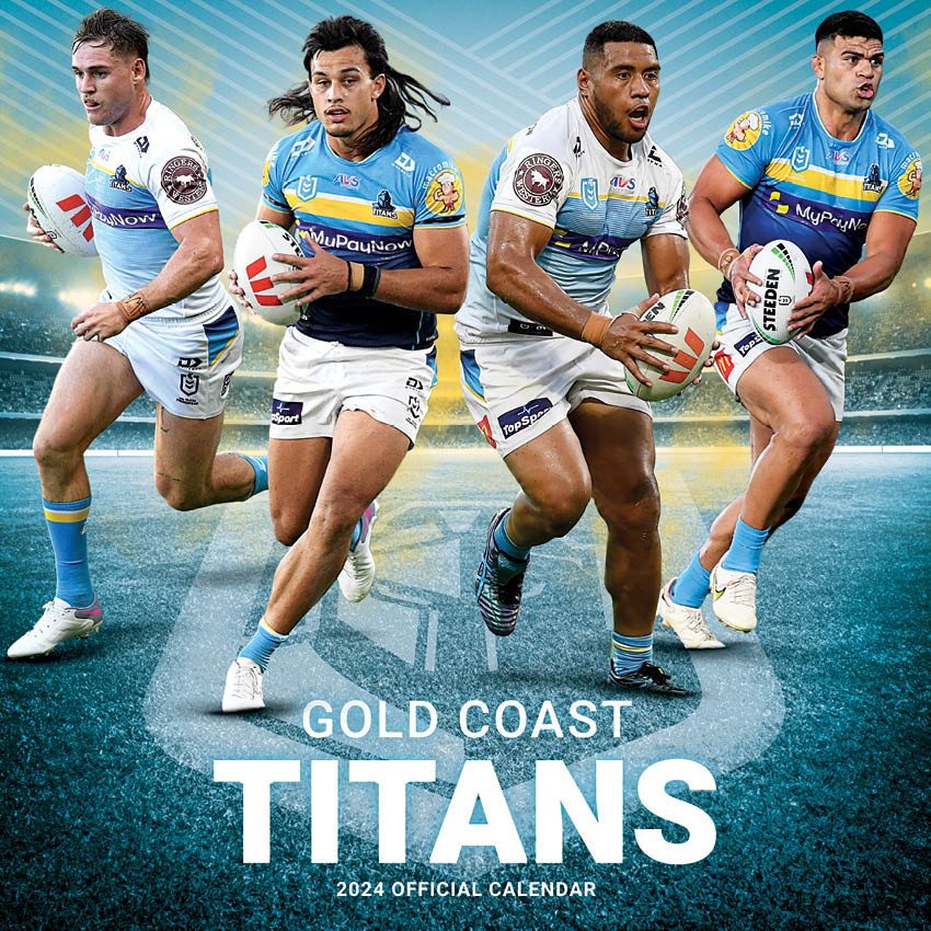 Ambassadør Rejse tilbagebetaling 2024 NRL Gold Coast Titans - Square Wall Calendar