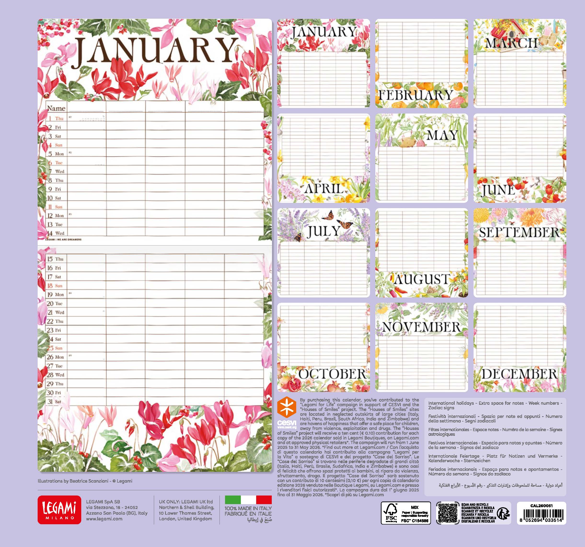 2026 My Secret Garden - Square Wall Calendar