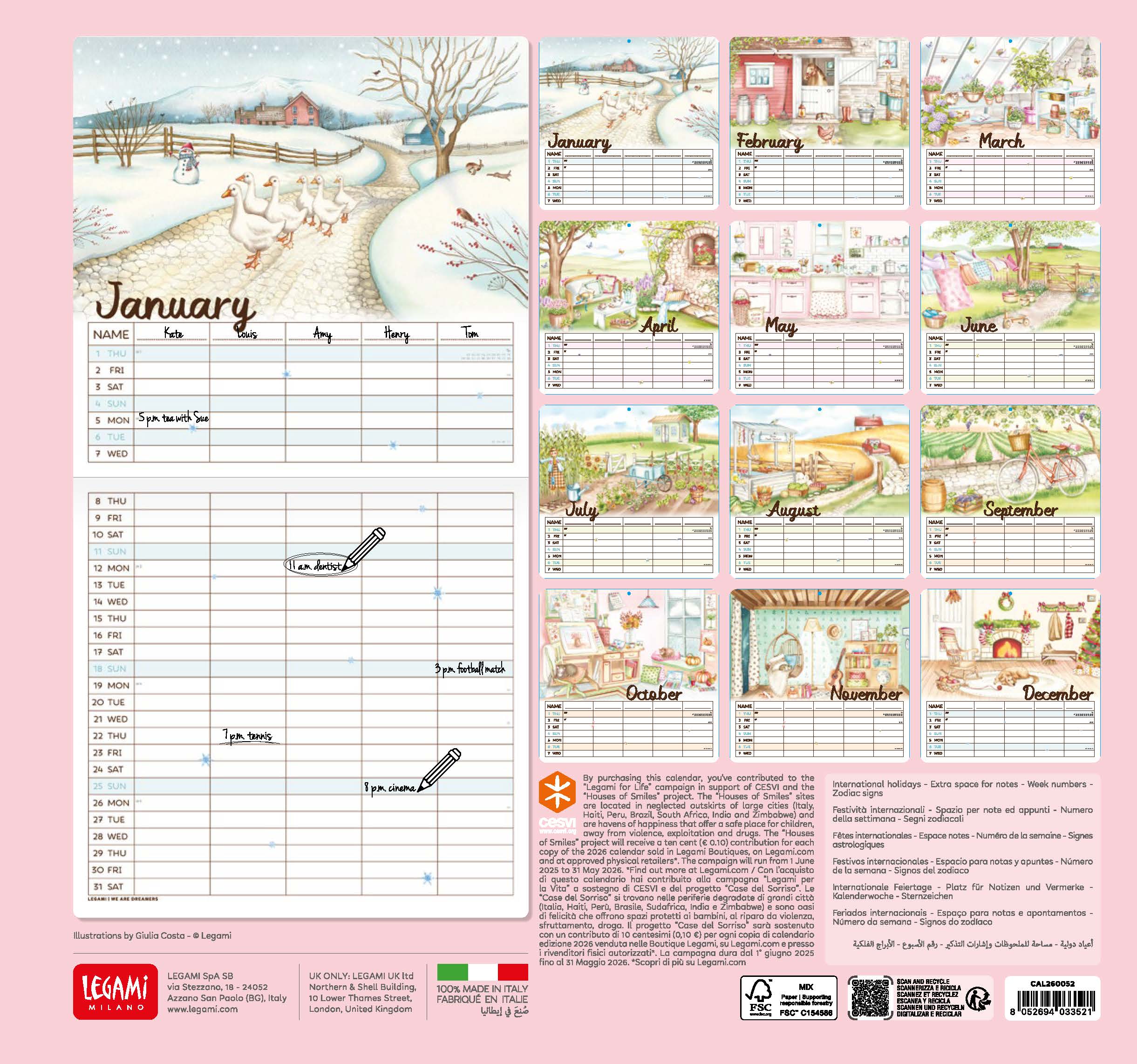 2026 Home Sweet Home - Square Wall Calendar