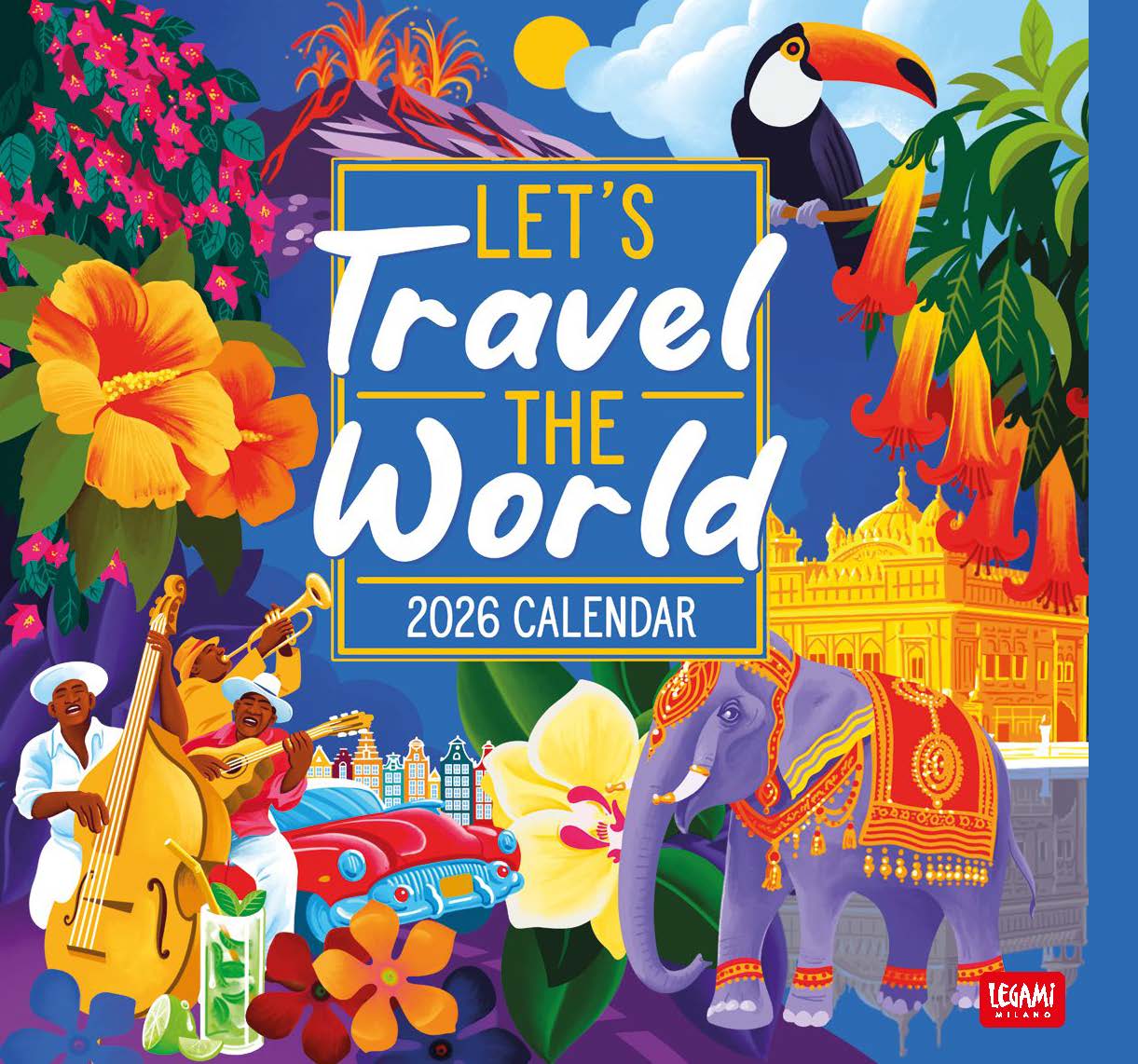 2026 Let's Travel The World - Square Wall Calendar