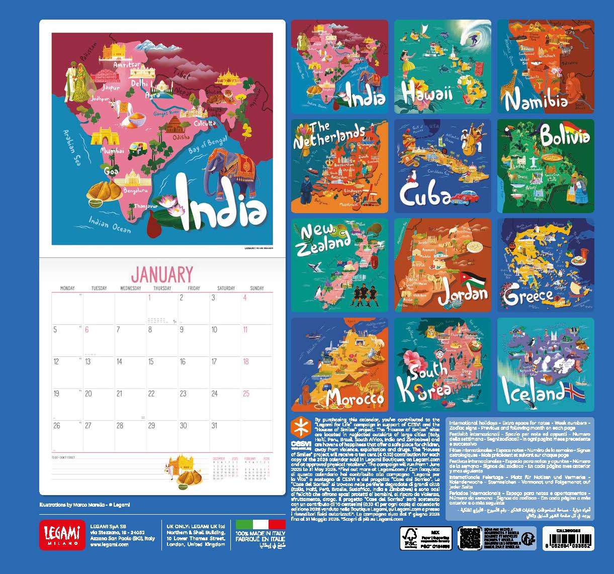 2026 Let's Travel The World - Square Wall Calendar