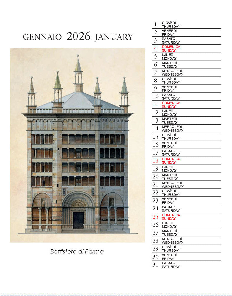 2026 Architettura Italiana - Desk Easel Calendar