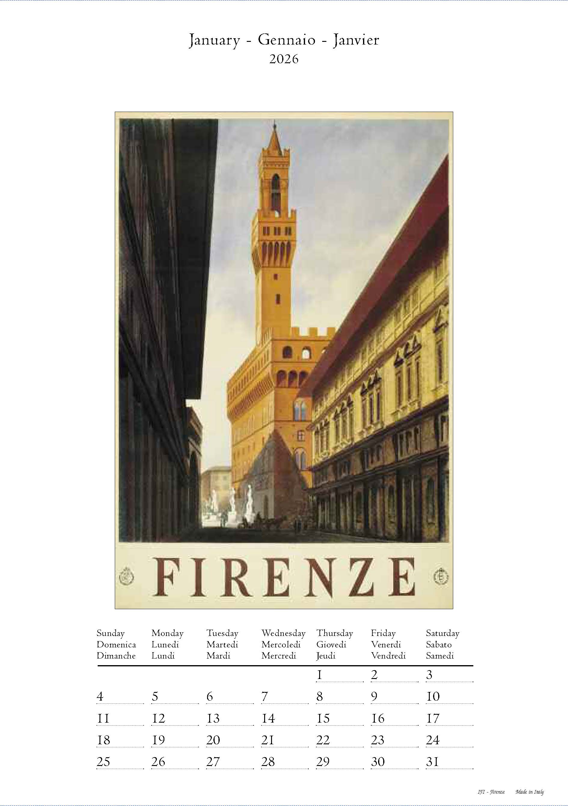 2026 Firenze - Deluxe Wall Calendar