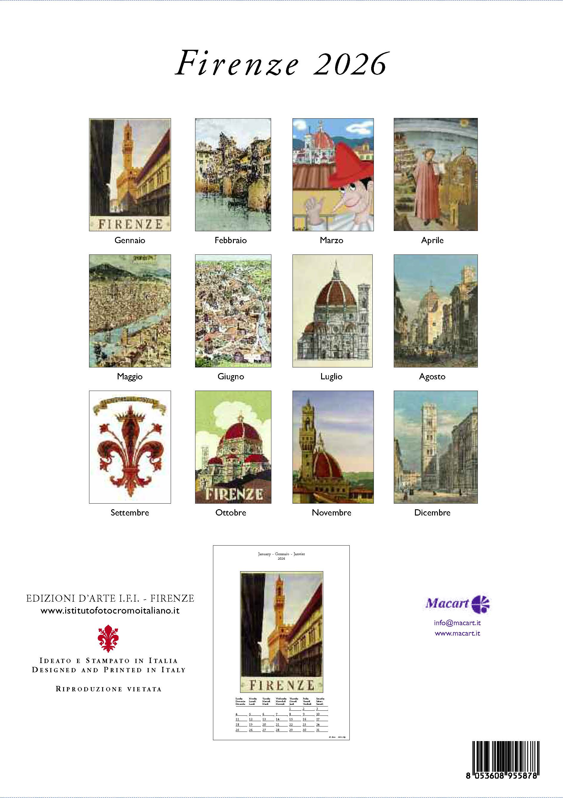 2026 Firenze - Deluxe Wall Calendar