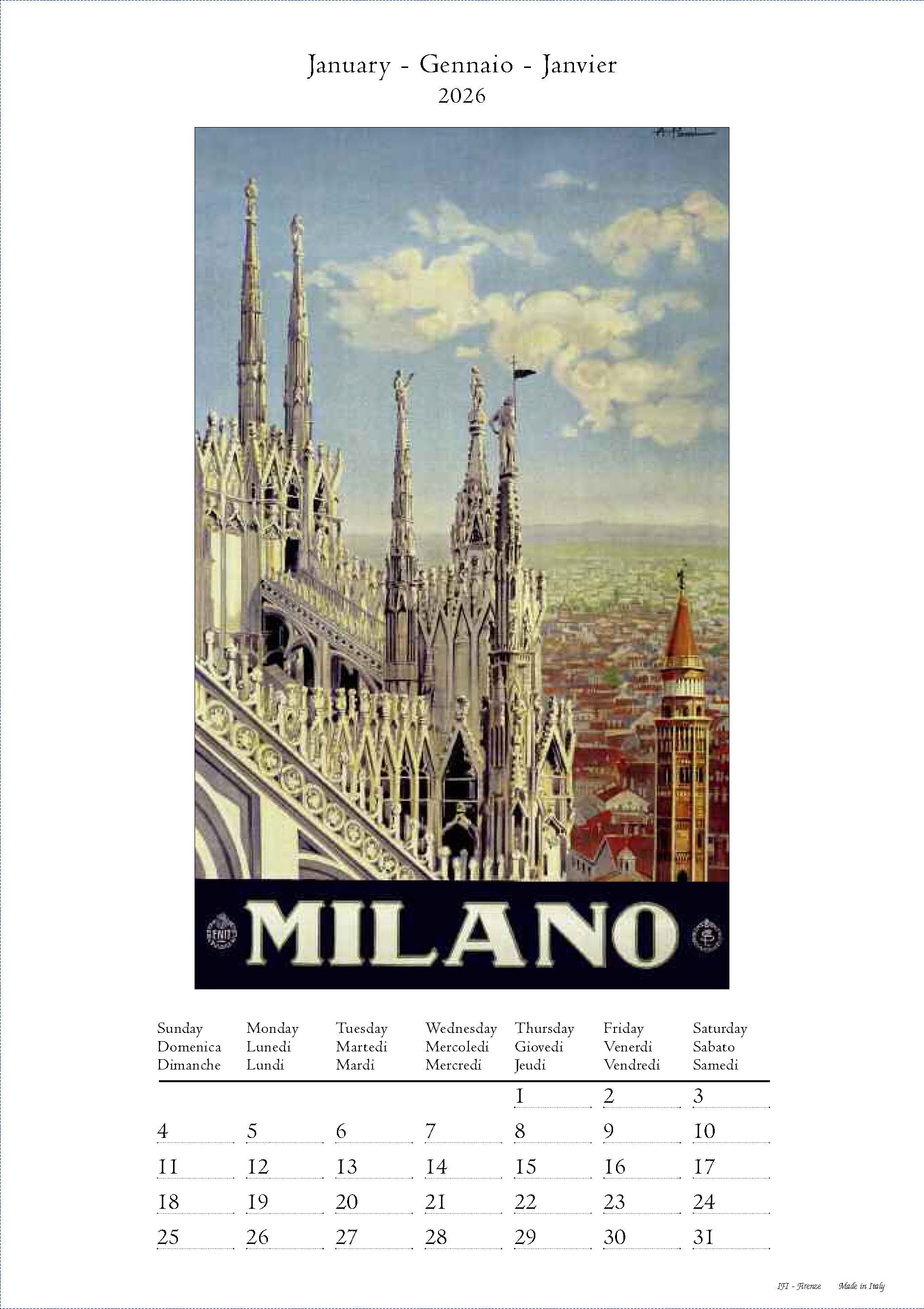 2026 Italia Roma - Deluxe Wall Calendar